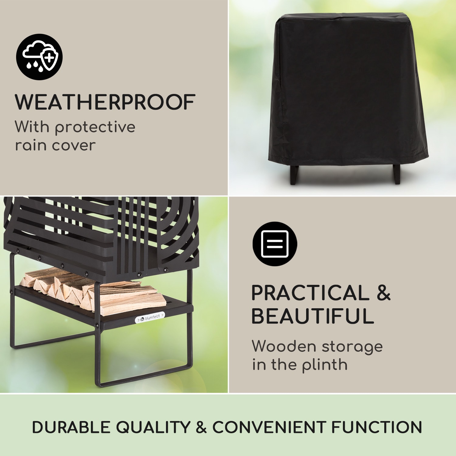 Krakatoa, palenisko ogrodowe, kosz paleniskowy, solidna stal, schowek na drewno, wzór wycinany laserowo 