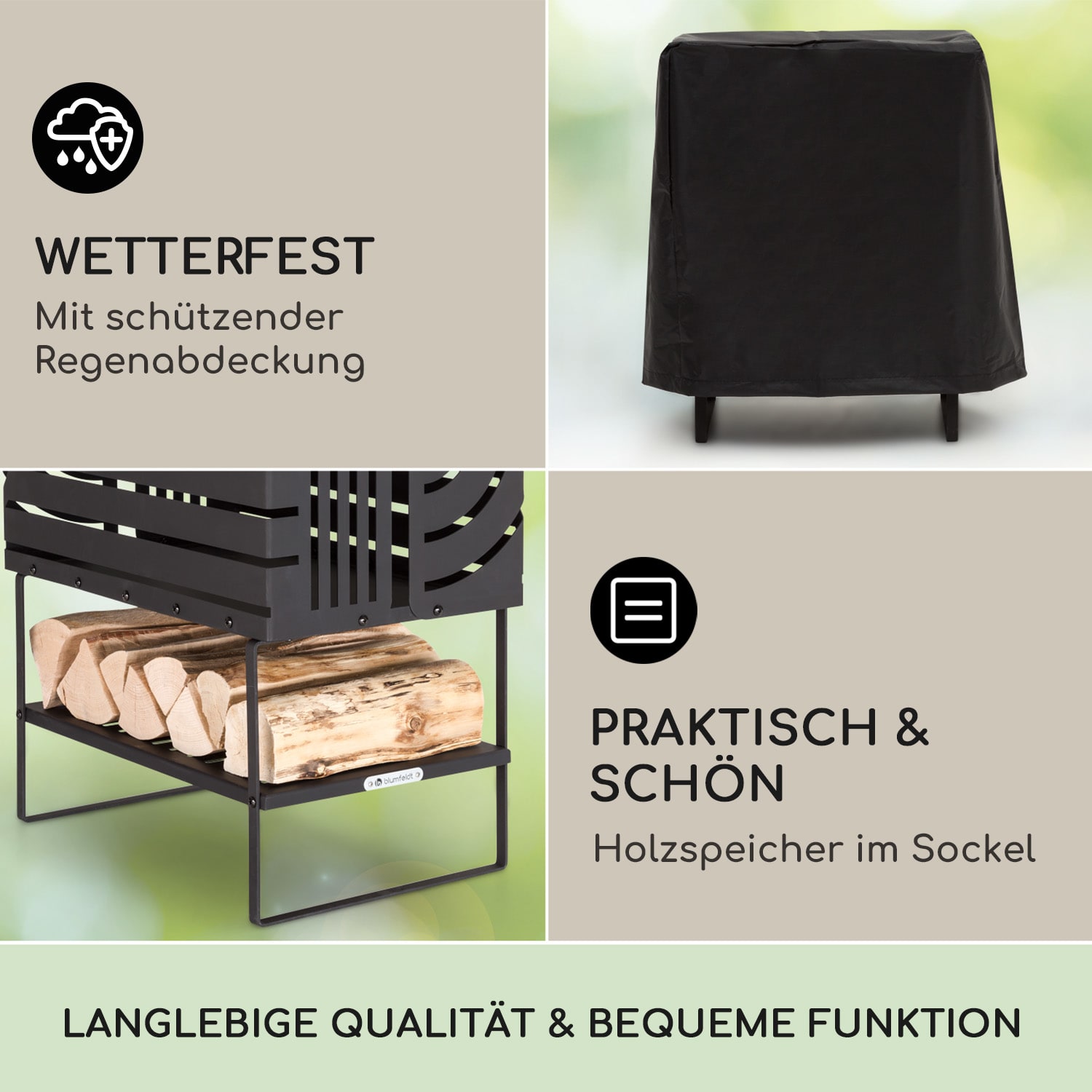 Krakatoa Feuerkorb solider Stahl Holzablage Laser-Cut-Design  Medium