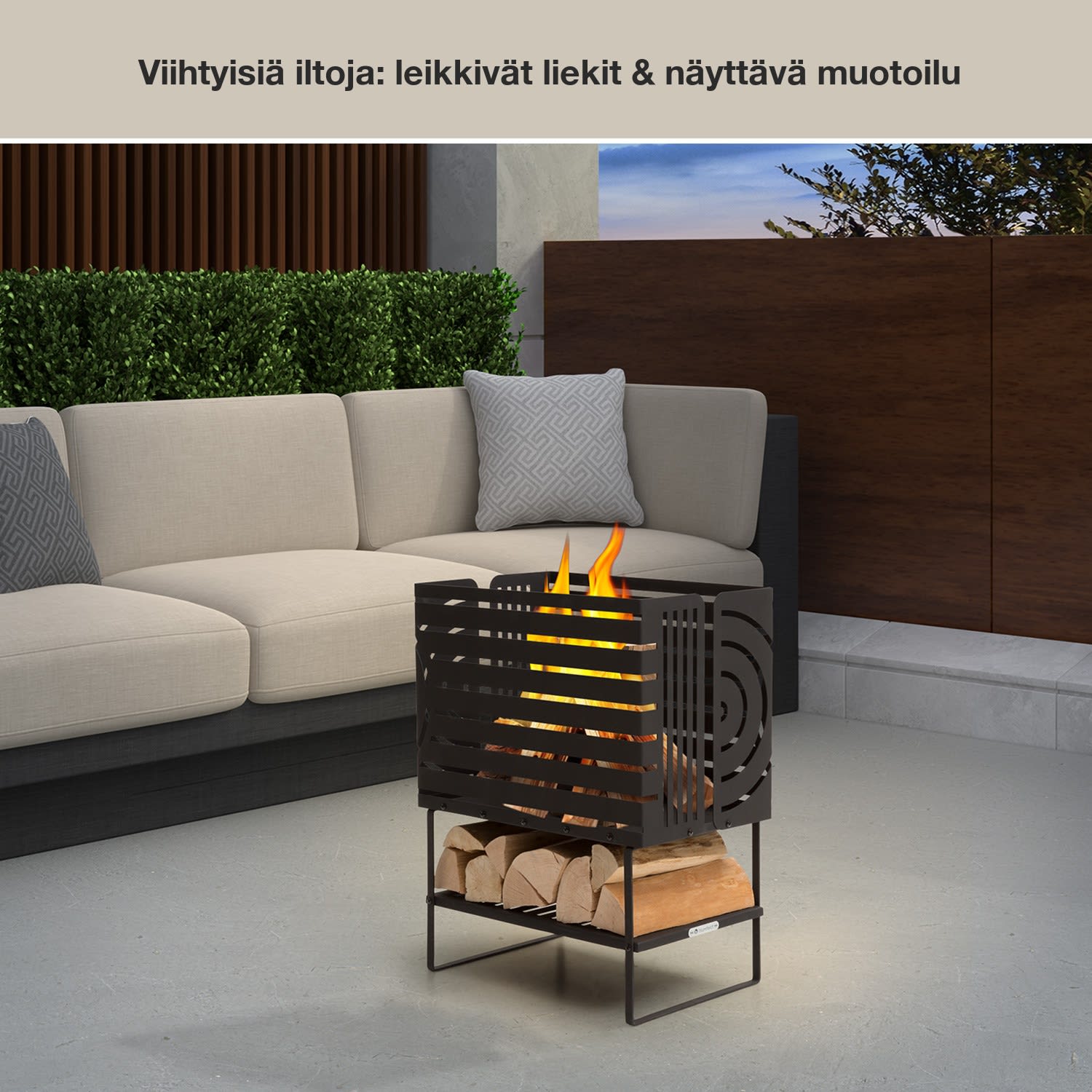 Krakatoa tulikori tukeva teräs puusäilö laserleikattu design  Medium