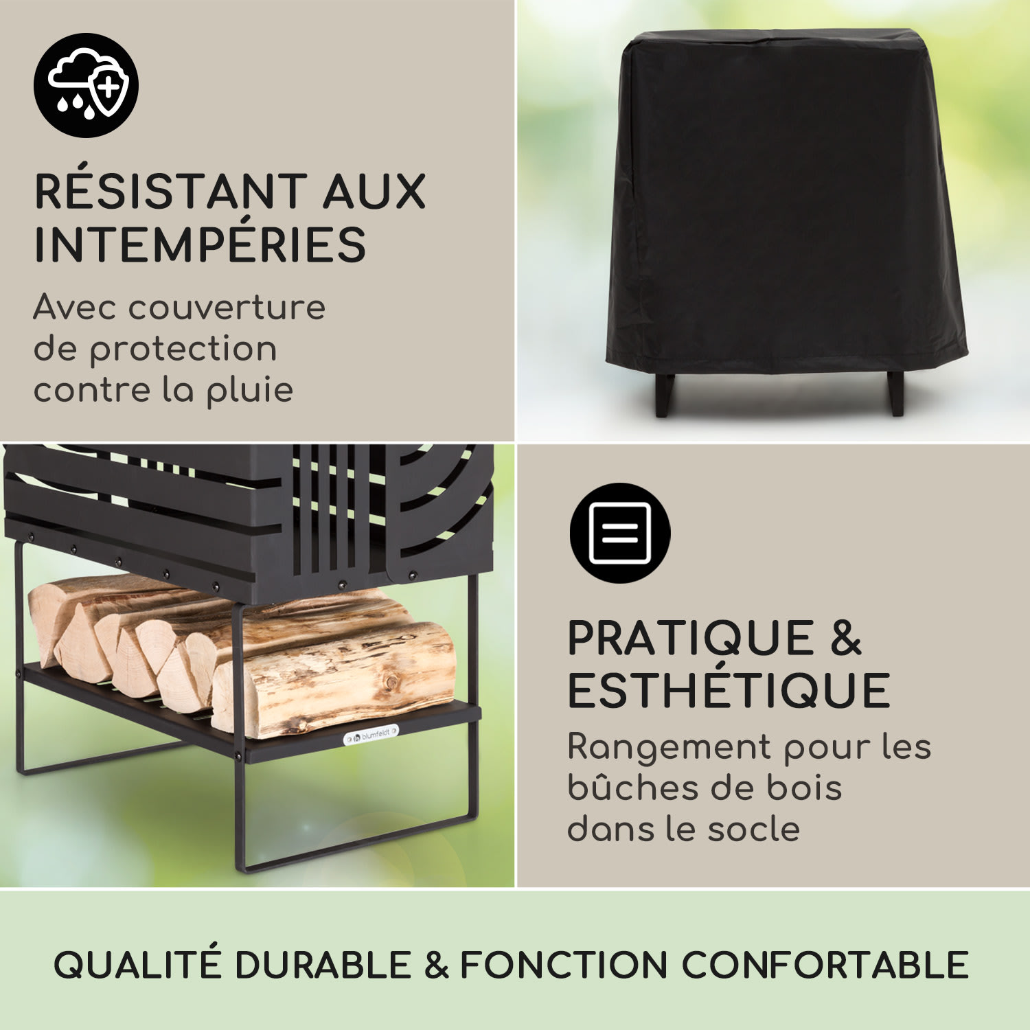 Krakatoa Braséro étagère en bois en acier massif avec découpes laser  Medium