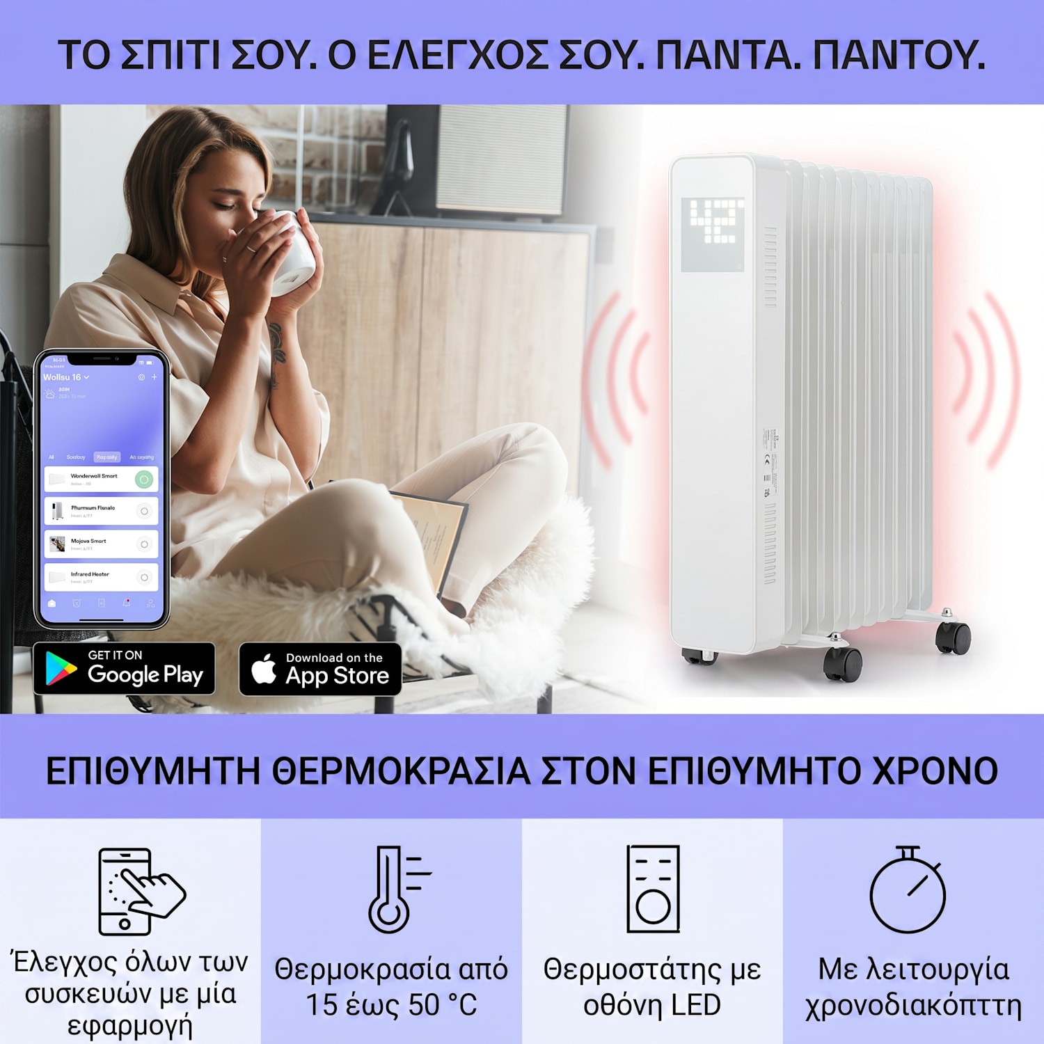 Sanford Smart Καλοριφέρ Λαδιού 2500 W Λευκό