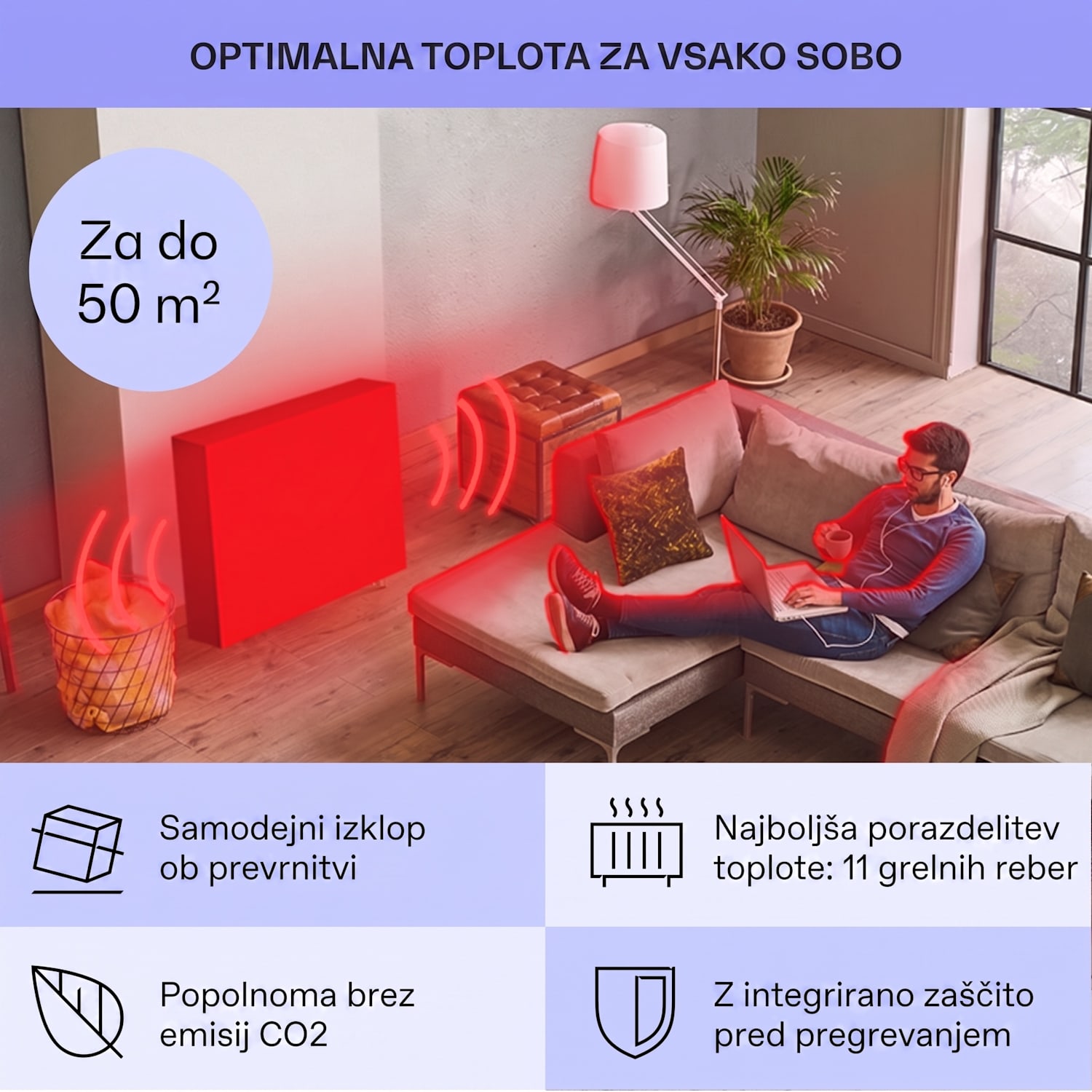 Sanford Smart, oljni radiator, moč 2500 W, tedenski časovnik, zaslon LED, nadzorna plošča na dotik, aplikacija Klarstein Bela