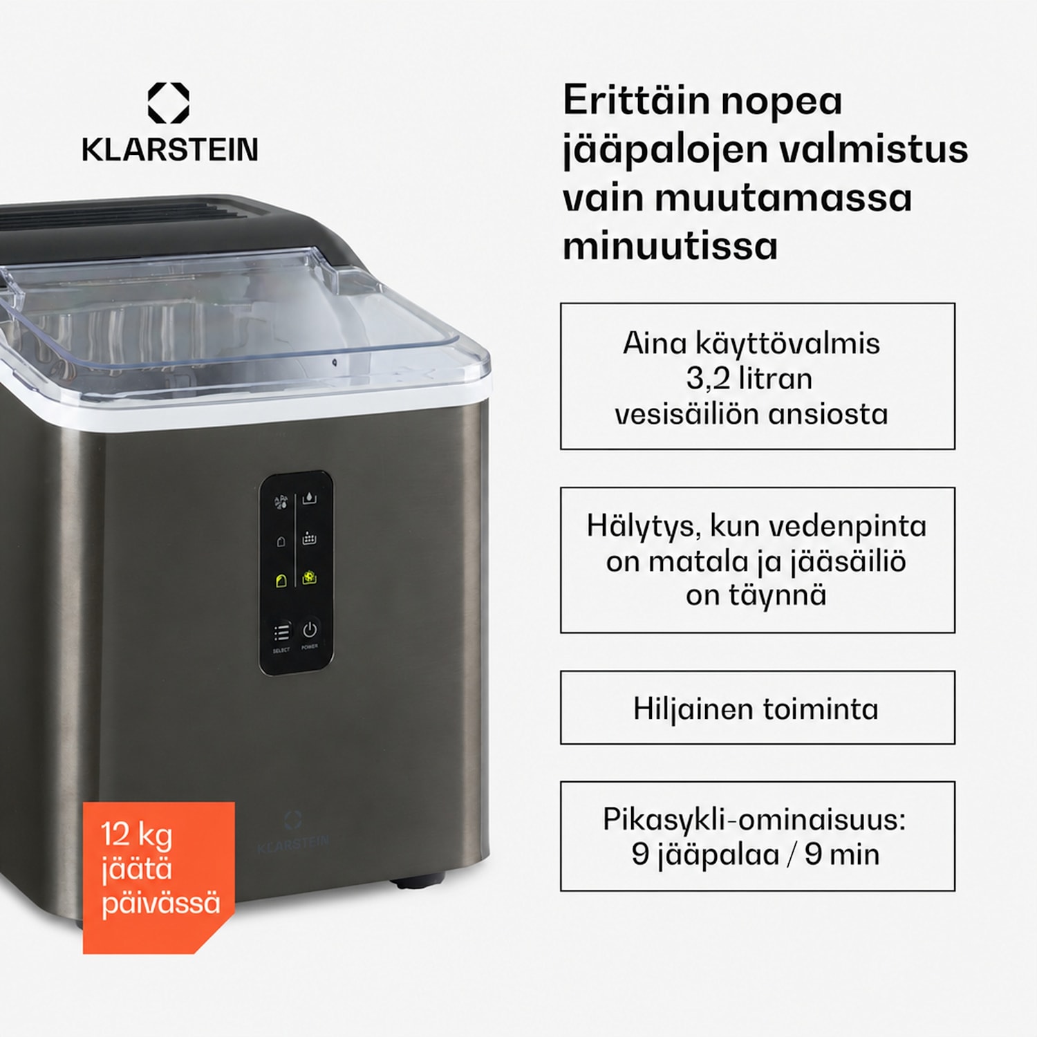 Albaron Supreme jääpalakone Bullet 12 kg/24 h 1,5 l ruostumaton teräs 