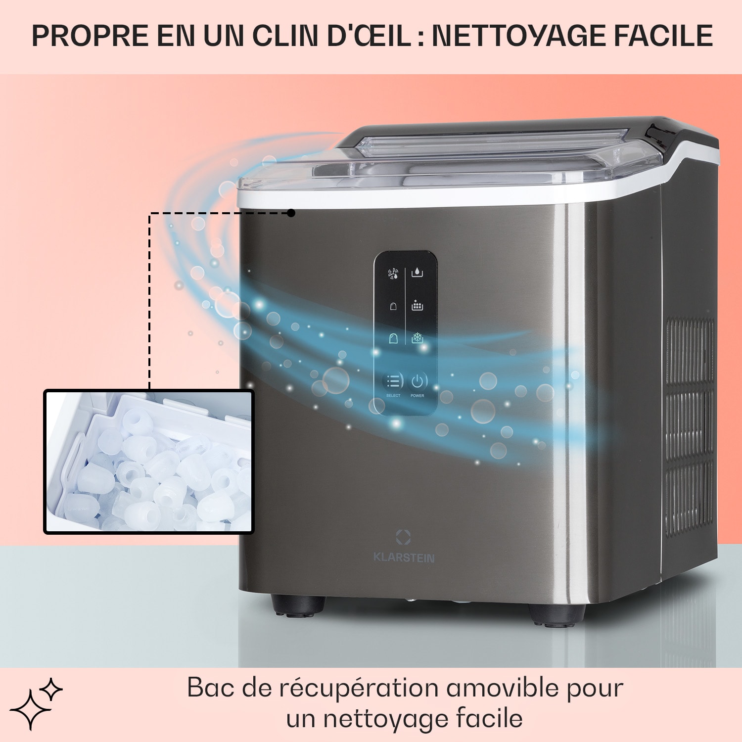 Albaron Machine à glaçons en boule 12 kg / 24 h 1,5 litre Boîtier en acier inoxydable 