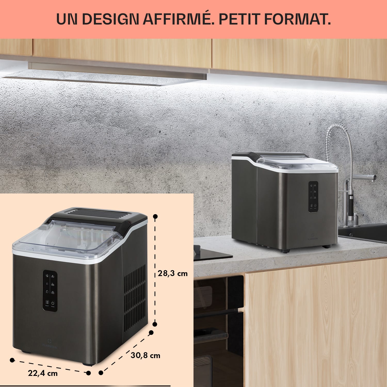 Albaron Machine à glaçons en boule 12 kg / 24 h 1,5 litre Boîtier en acier inoxydable 