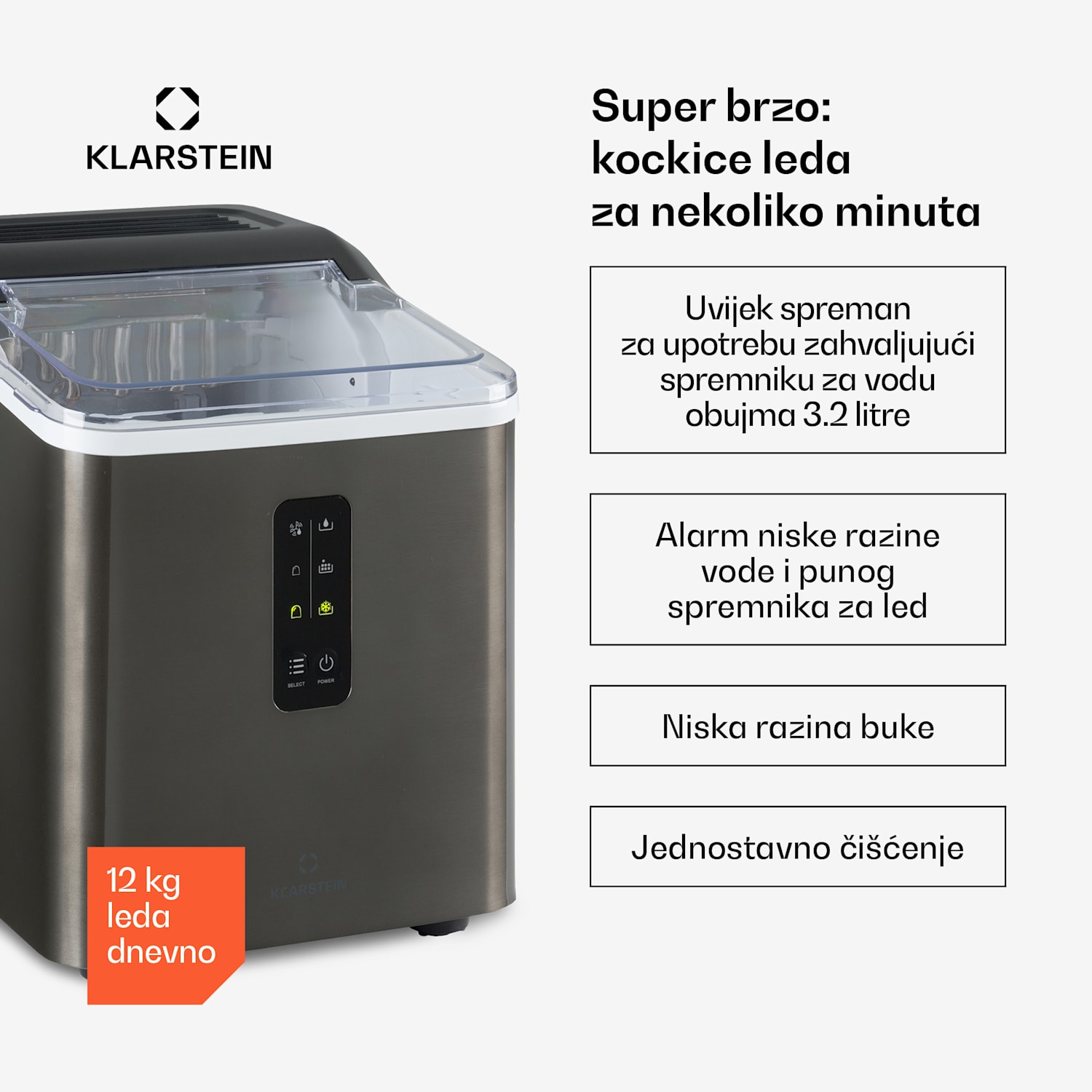 Albaron Supreme, ledomat, oblik glavčine, 12 kg / 24 h, 1,5 ltr. Tijelo od nehrđajućeg čelika 