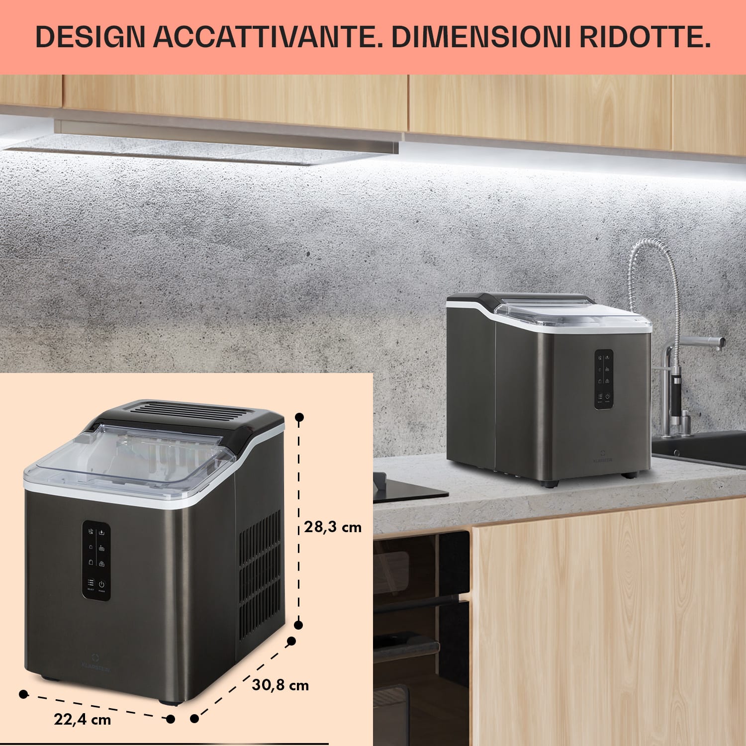 Albaron Supreme macchina per ghiaccio Bullet 12kg/24h 1,5 Ltr acciaio inossidabile 