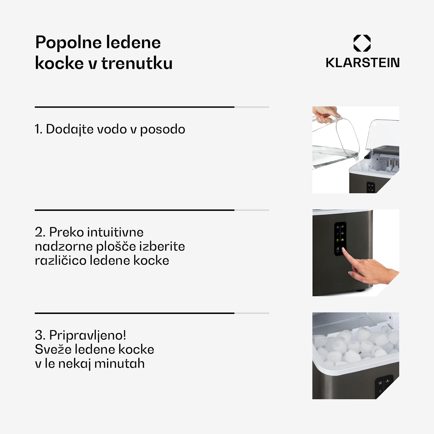Albaron Supreme, aparat za ledene kocke, v obliki naboja, 12 kg / 24 h 1,5 litra Ohišje iz nerjavečega jekla 