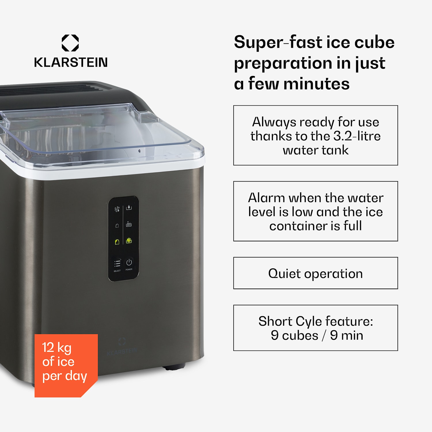 Albaron Supreme ice cube machine bullet ice 12 kg / 24 h 1,5 l Stainless steel housing 