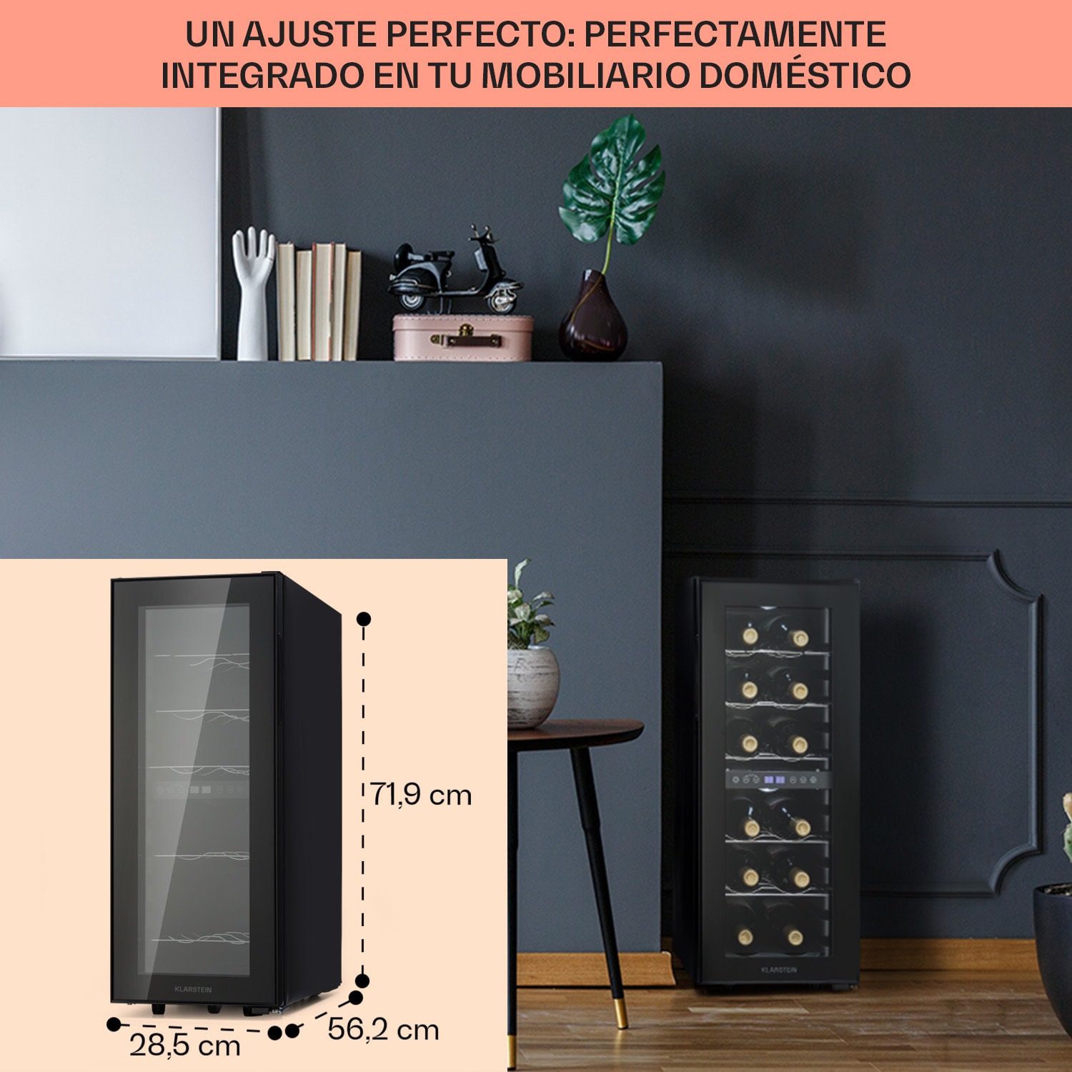 Shiraz 12 Duo enfriador de vino 2 zonas 42L/12 botellas 5-12 / 12-18 °C táctil 12 botellas | 2 zonas de refrigeración | Negro