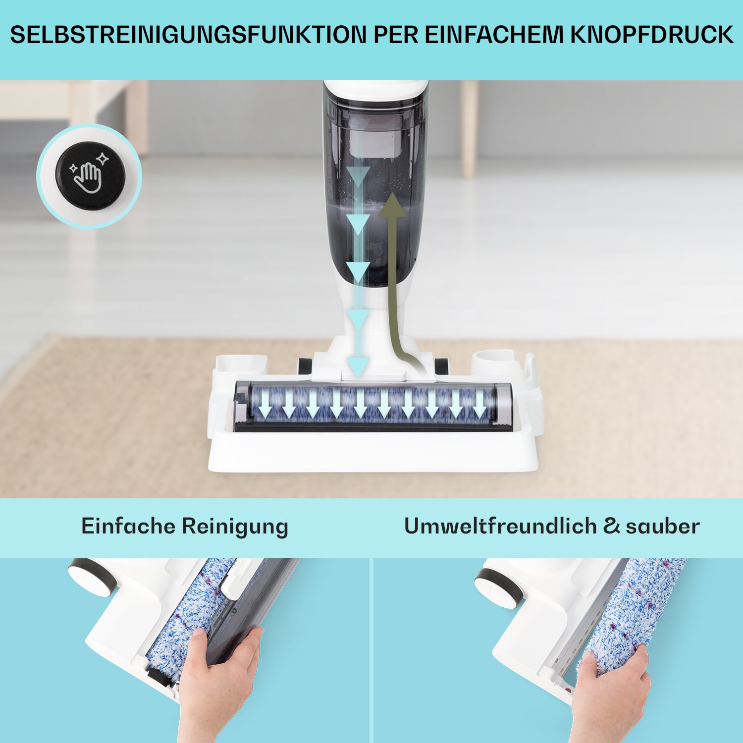 Caswell Nass-/Trockensauger kabellos akkubetrieben LED-Display Weiß