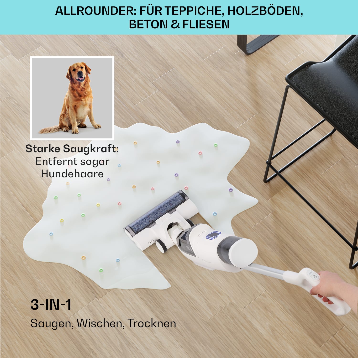 Caswell Nass-/Trockensauger kabellos akkubetrieben LED-Display 