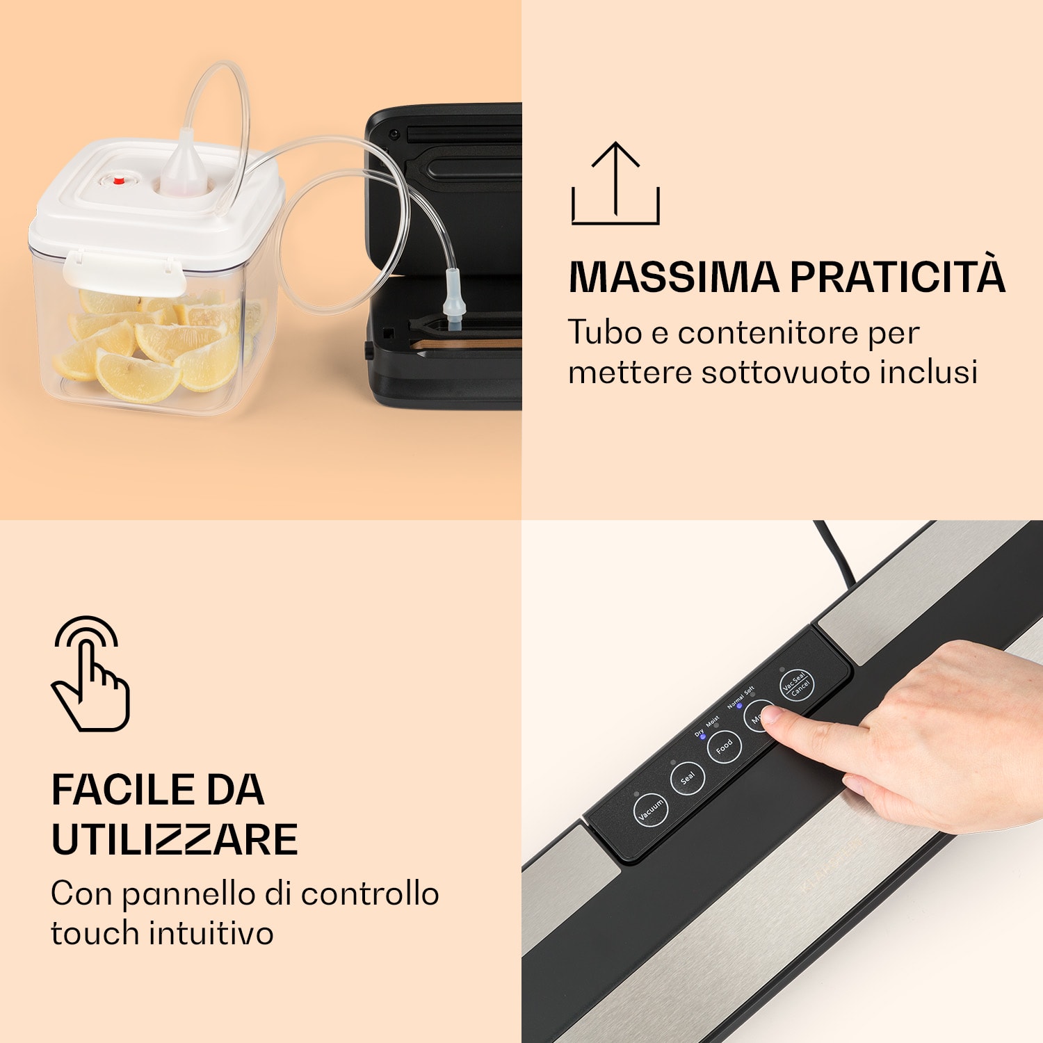 Forli - Dispositivo per sottovuoto, 75 kPa, incl. tubo, contenitore e sacchetti per sottovuoto  