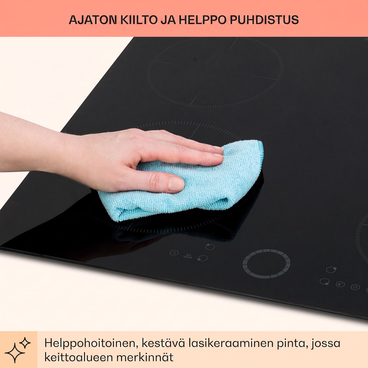 Magnichef 4 tasoon asennettava liesi induktio 4 aluetta 7000 W lasikeraaminen 