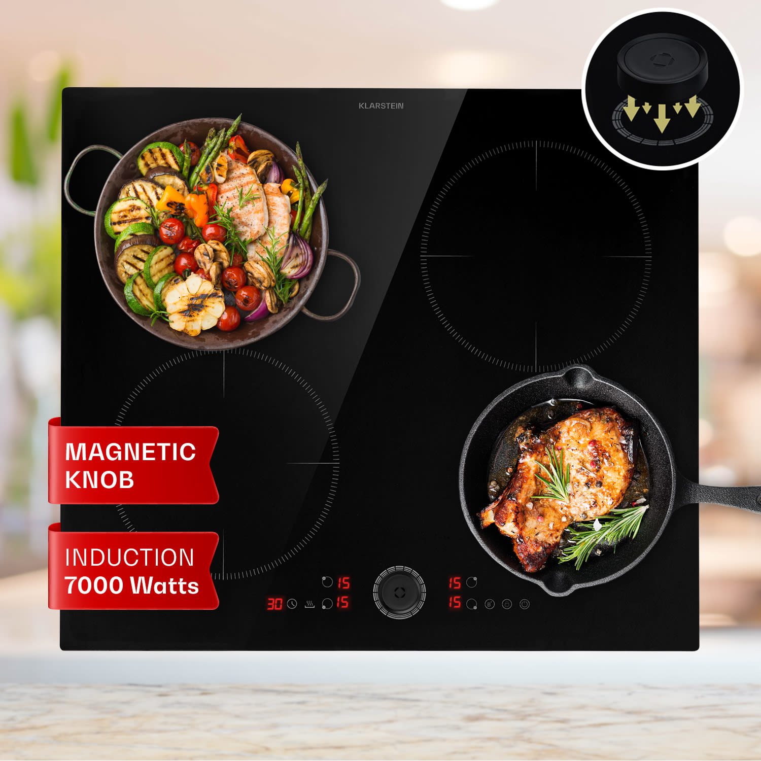 Magnichef 4, вграден индукционен плот, 4 зони, 7000W, стъклокерамика 