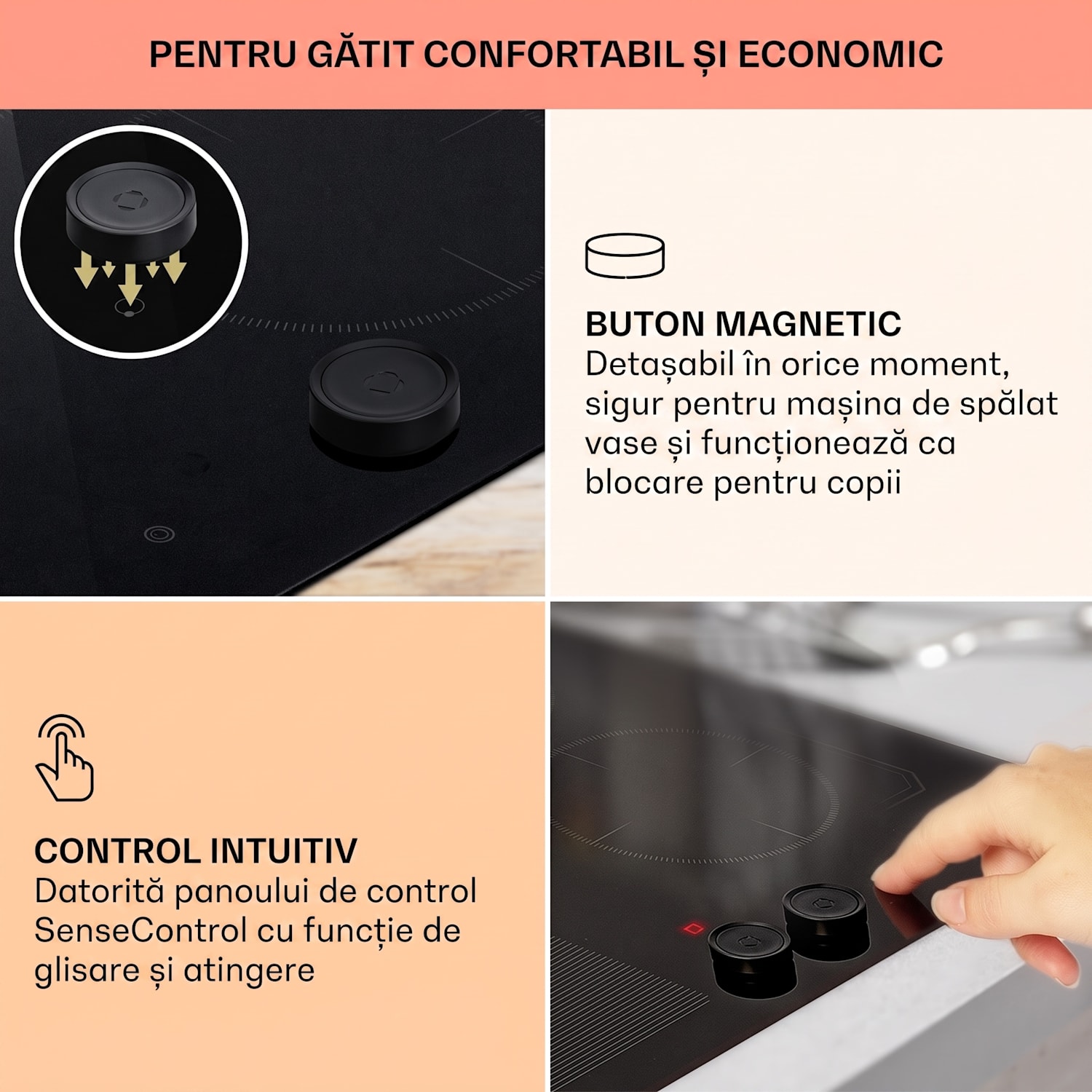 Magnichef 4, plită cu inducție încorporabilă, 4 zone, 7000 W, vitroceramică. 