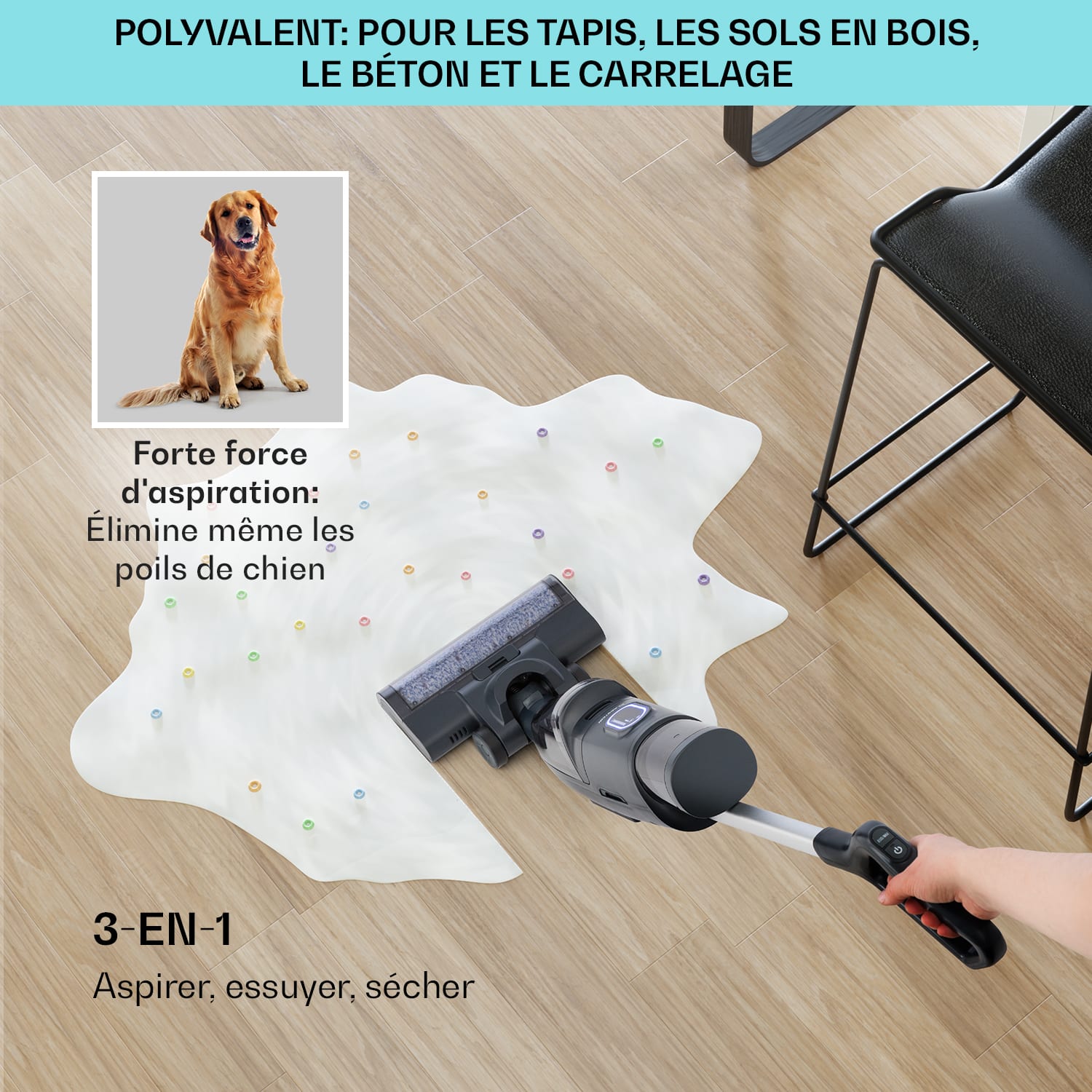 Caswell Plus nat-/droogzuiger snoerloos op accu LED-display Antraciet