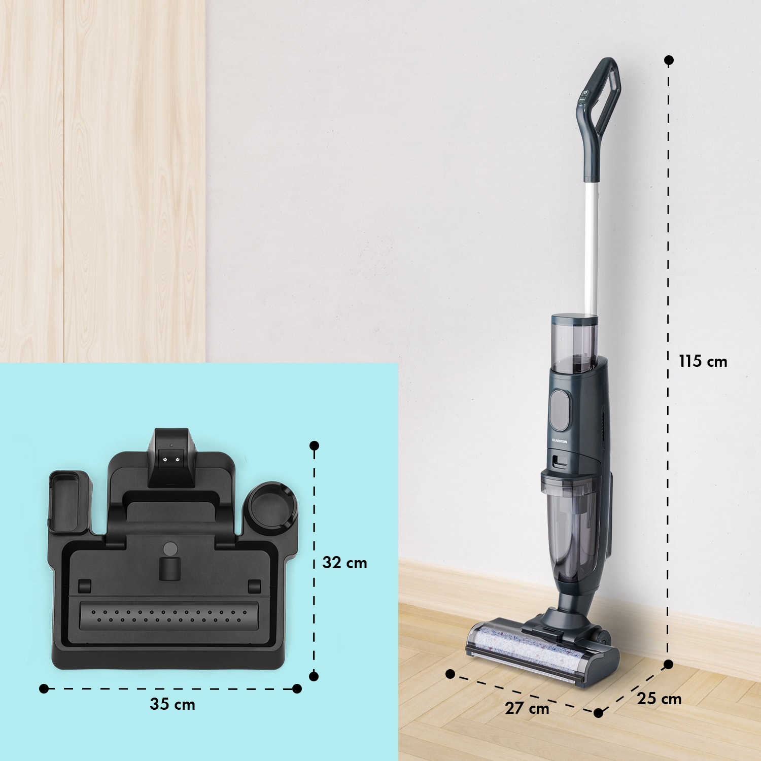 Caswell Plus, vezeték nélküli, akkumulátoros, LED kijelző, nedves és száraz porszívózáshoz Antracit