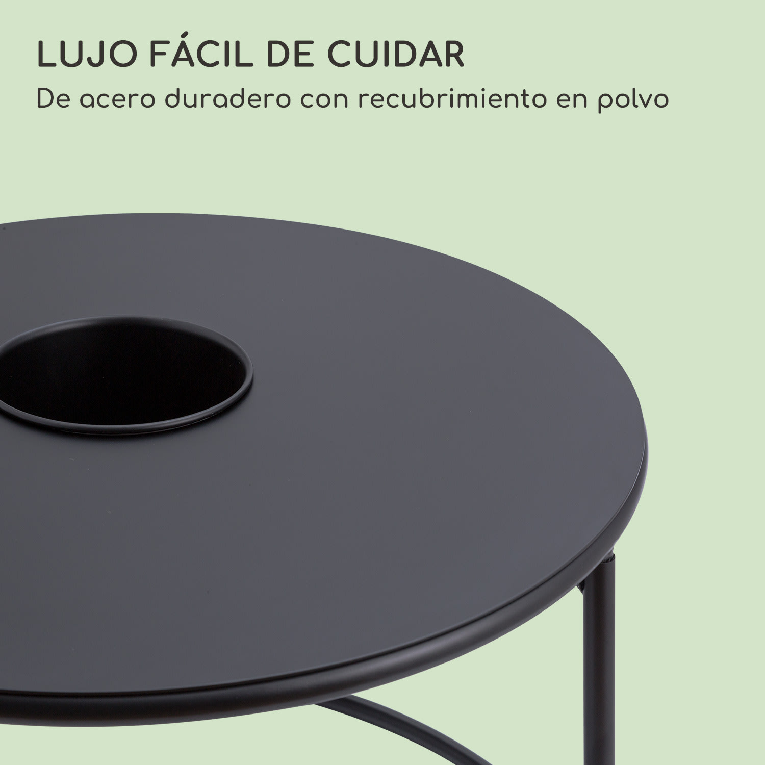 Irvine Mesa de centro con maceta 60 x 38,5 cm (Ø x alto) Acero recubierto en polvo Negro