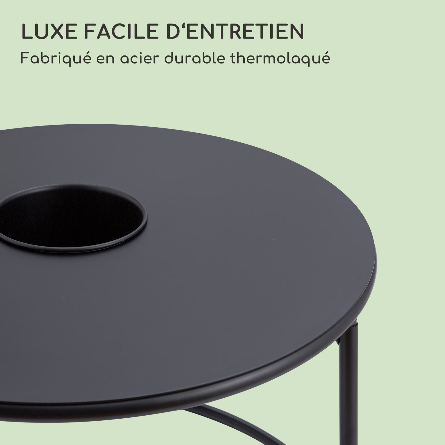 Irvine table basse avec pot de fleurs 60 x 38,5 cm (ØxH) acier thermolaqué Noir