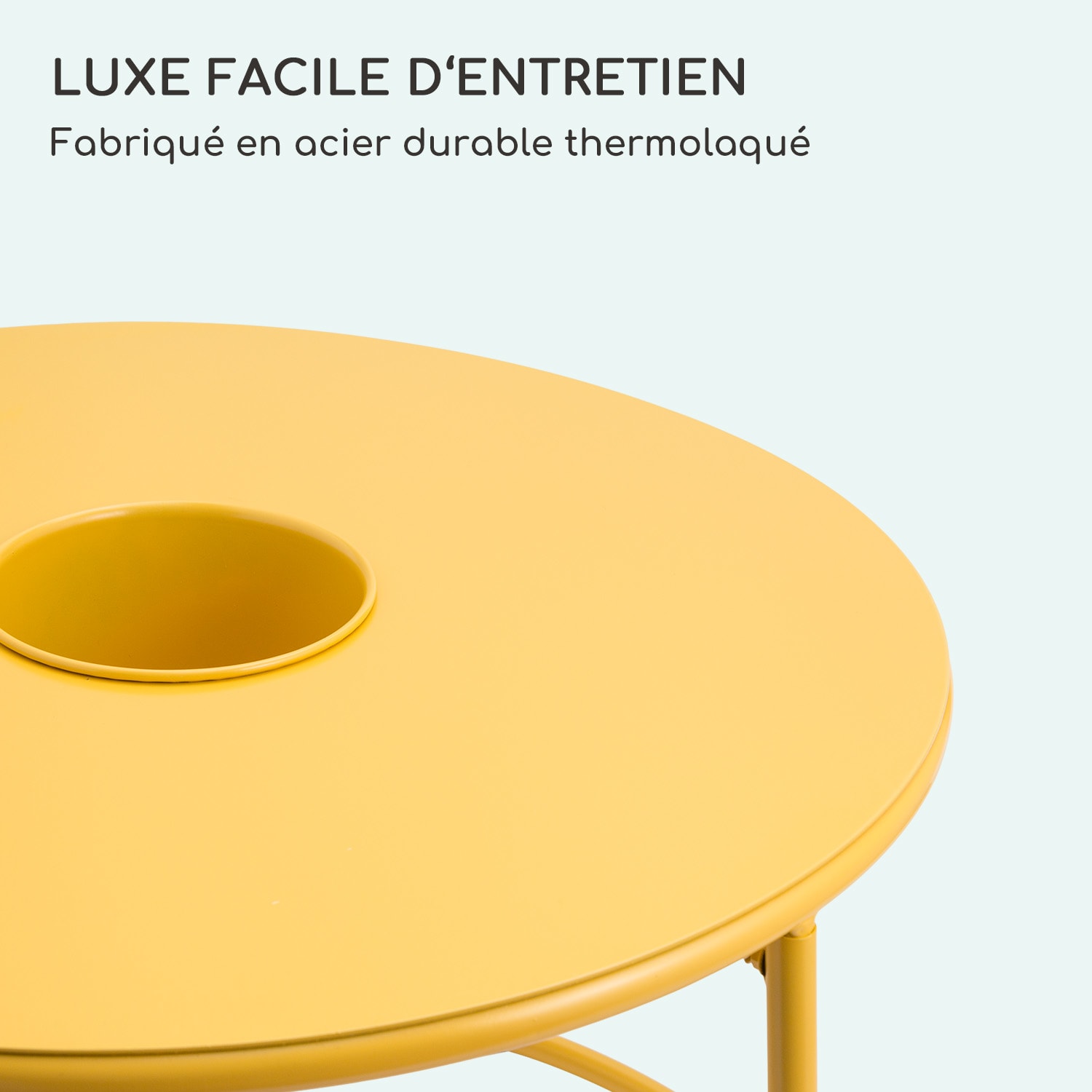 Irvine table basse avec pot de fleurs 60 x 38,5 cm (ØxH) acier thermolaqué Jaune