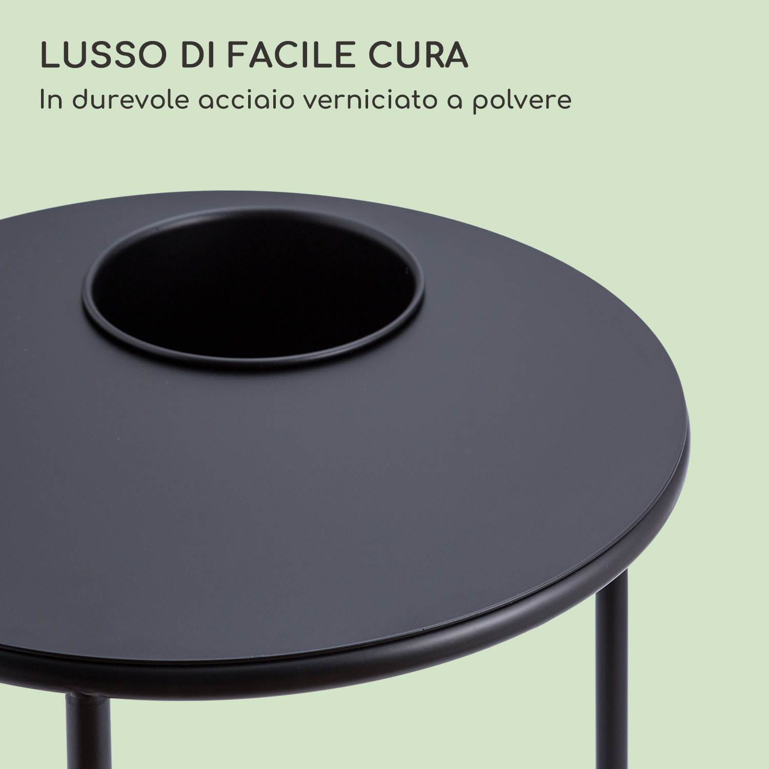 Irvine - Tavolino con vaso da fiori, 41 x 50 cm (ØxA), acciaio verniciato a polvere 