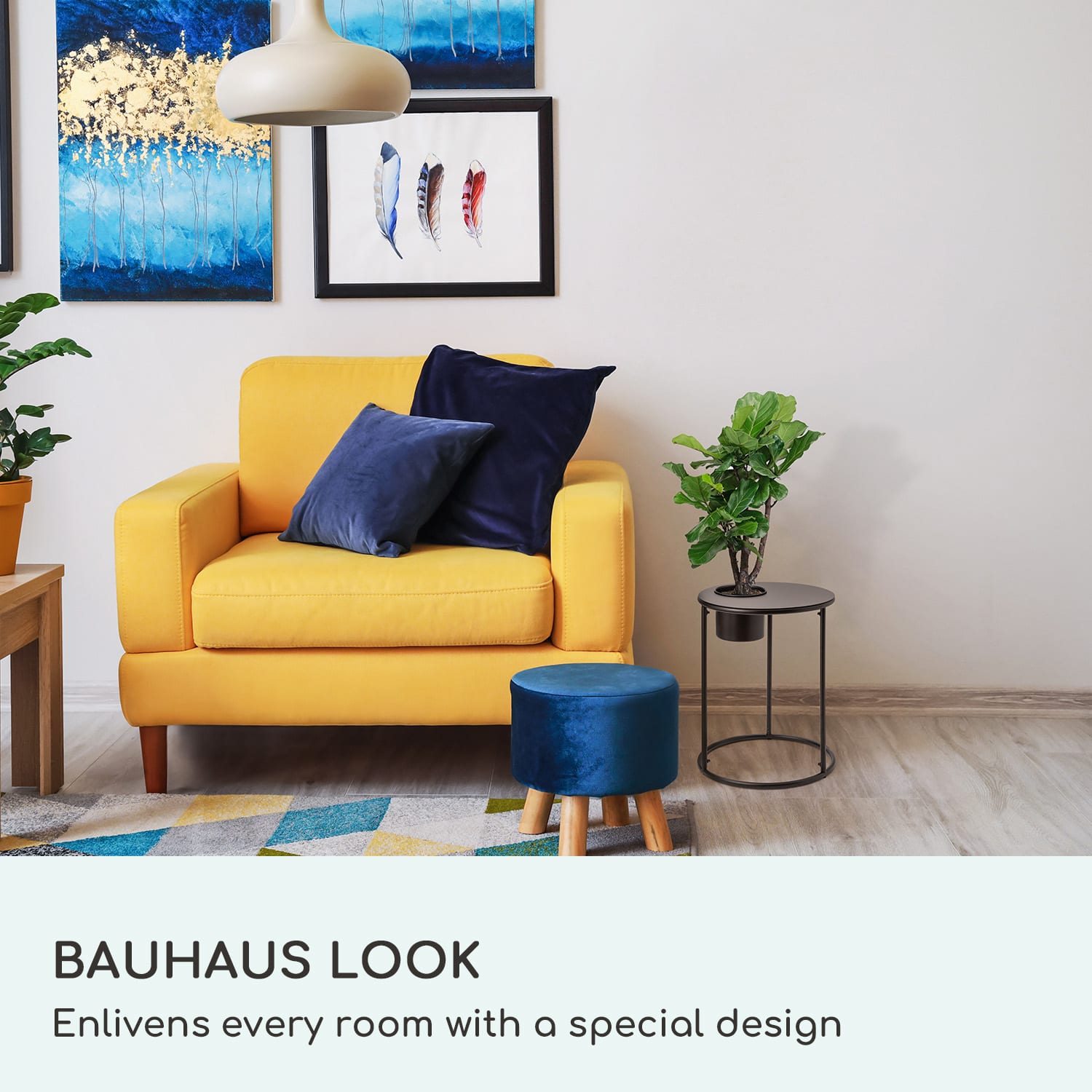 Príručný stolík Irvine s kvetináčom, 41 x 50 cm (ØxV), oceľ s práškovým nástrekom Žltá