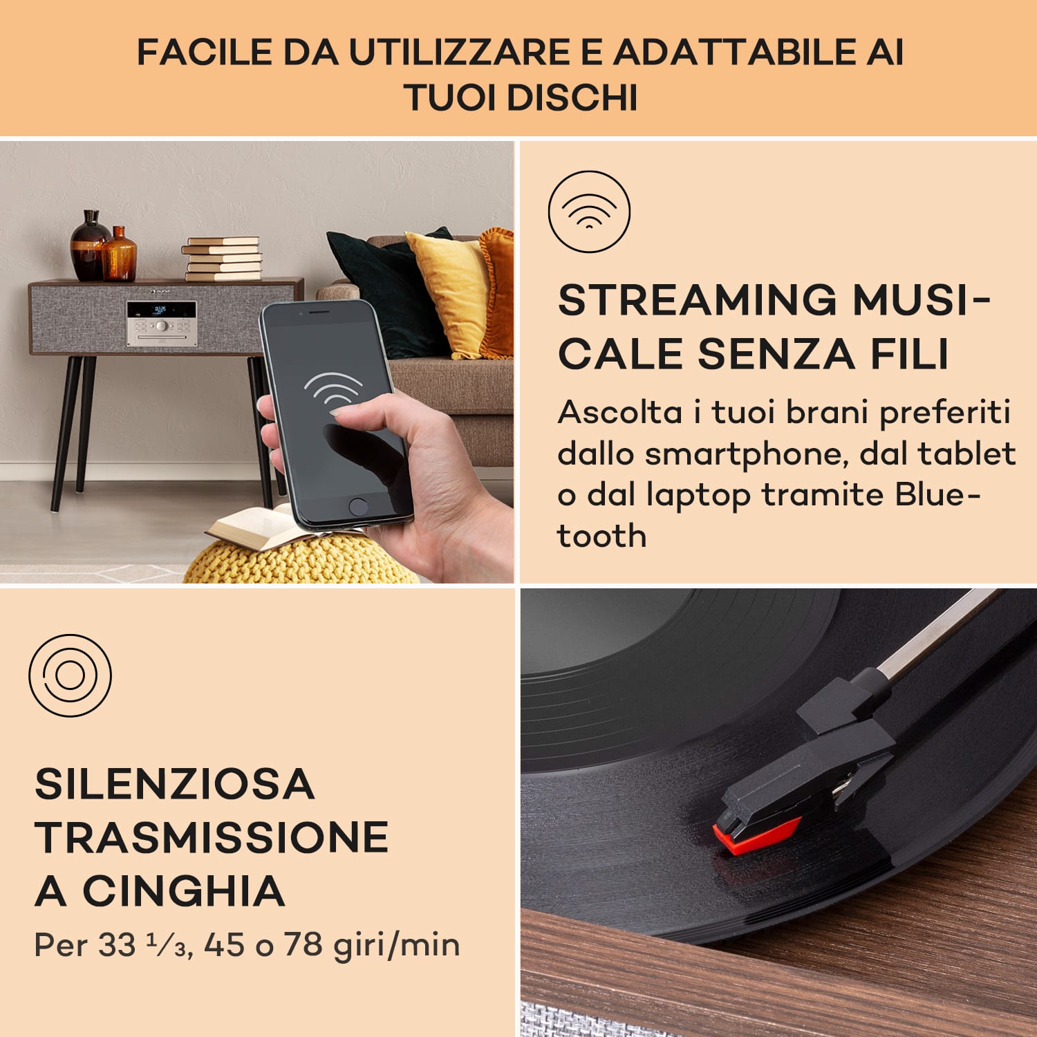 Julie Ann - Impianto stereo, CD, BT, USB, DAB+/FM, AUX-In Legno scuro
