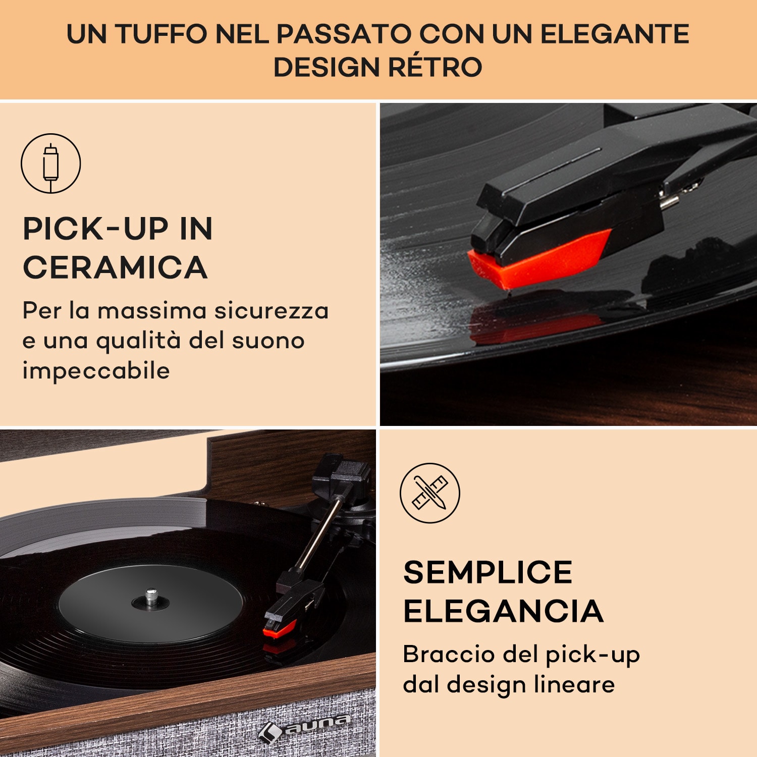 Julie Ann - Impianto stereo, CD, BT, USB, DAB+/FM, AUX-In Legno scuro
