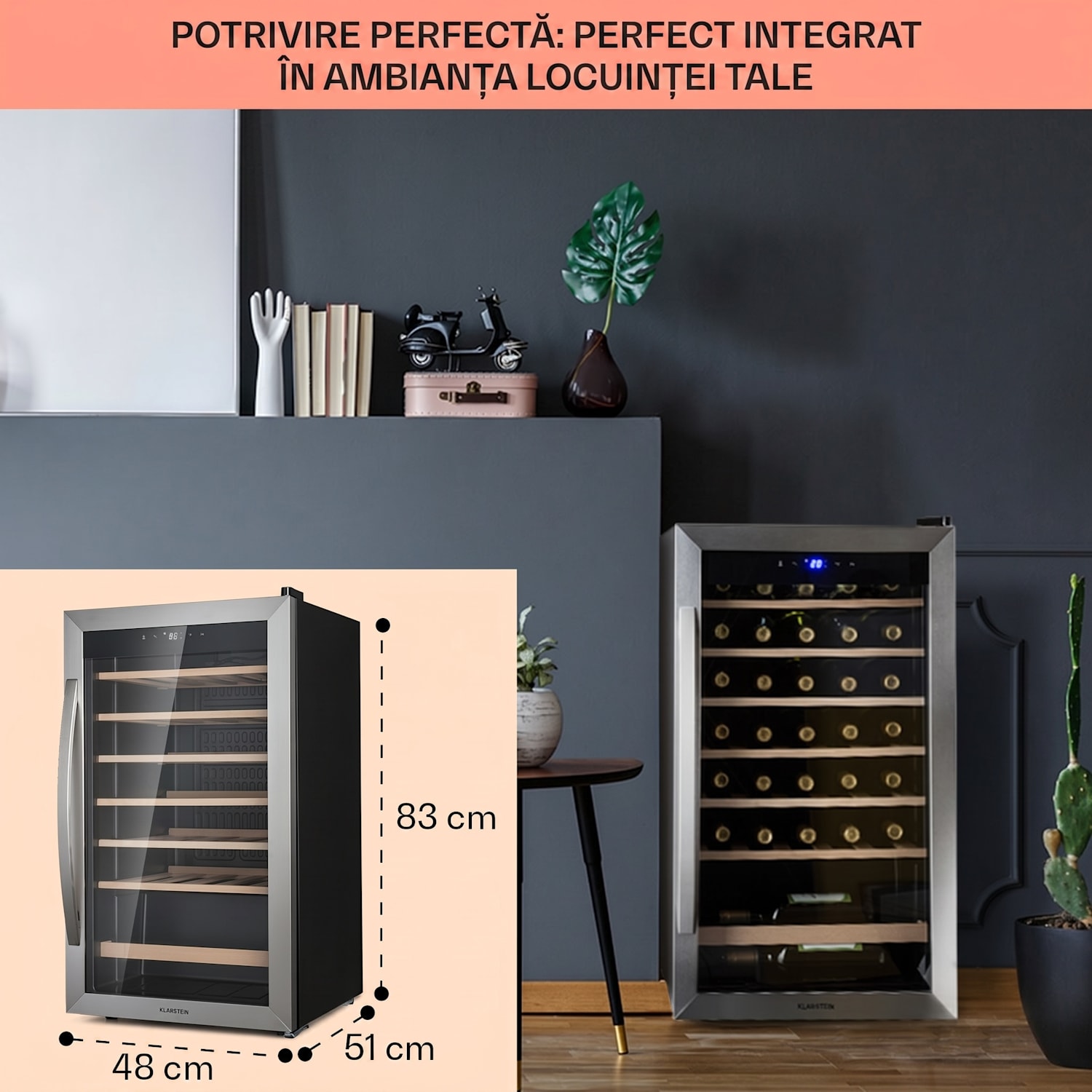Vinamour 32 Uno, frigider pentru vin, 1 zonă, 95 l / 36 sticle, 4-18 °C, control tactil 32 de sticle | 1 | Oțel inoxidabil