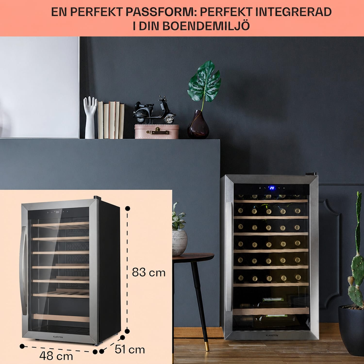 Vinamour 32 Uno Vinkylskåp 1 zon 95 l / 36 flaskor 4-18 °C touch 32 flaskor | 1 kylzon | Rostfritt Stål