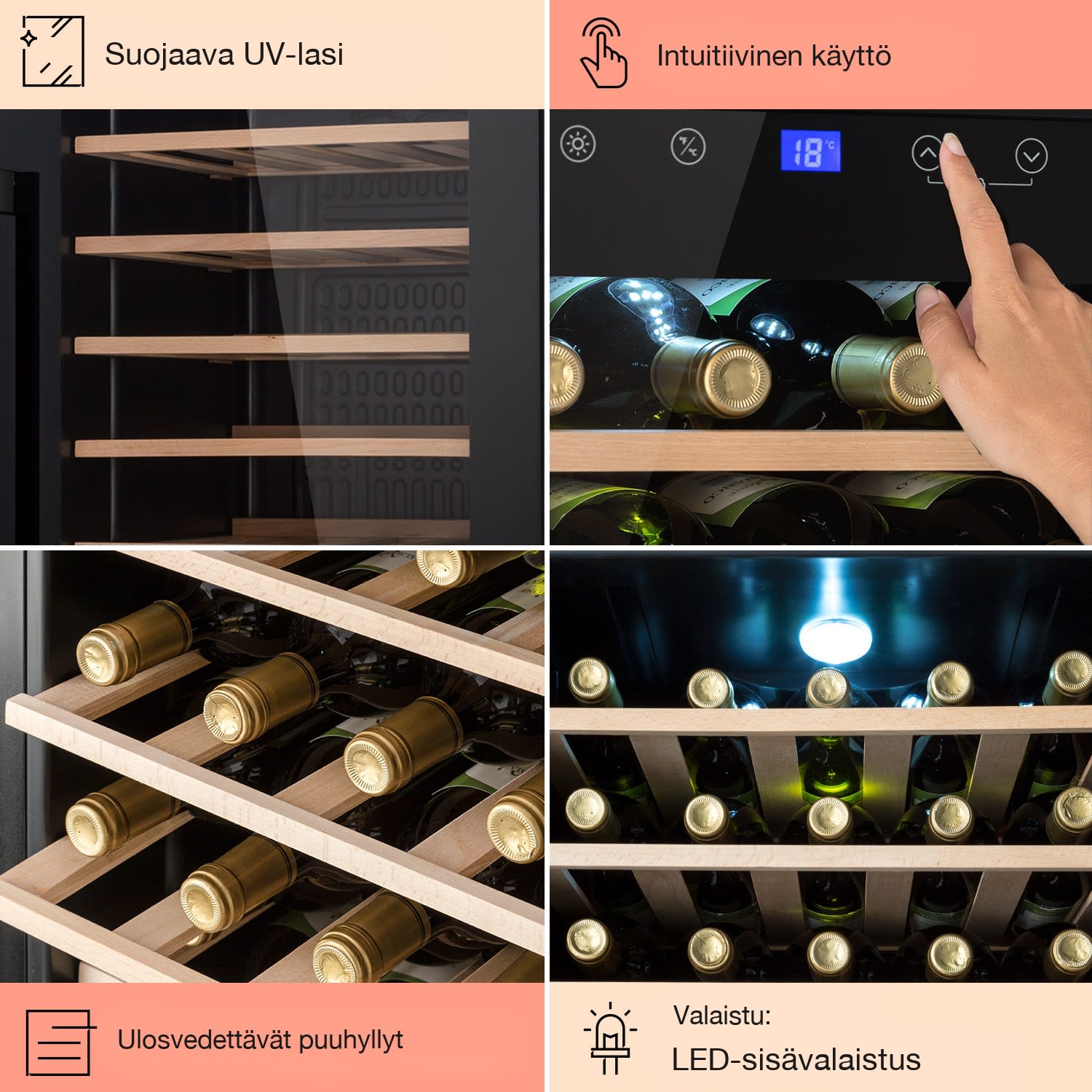 Barossa 32 Uno -viinikaappi 1 alue 95 litraa / 36 pulloa kosketusnäyttö 1 jäähdytysalue | 36 pulloa