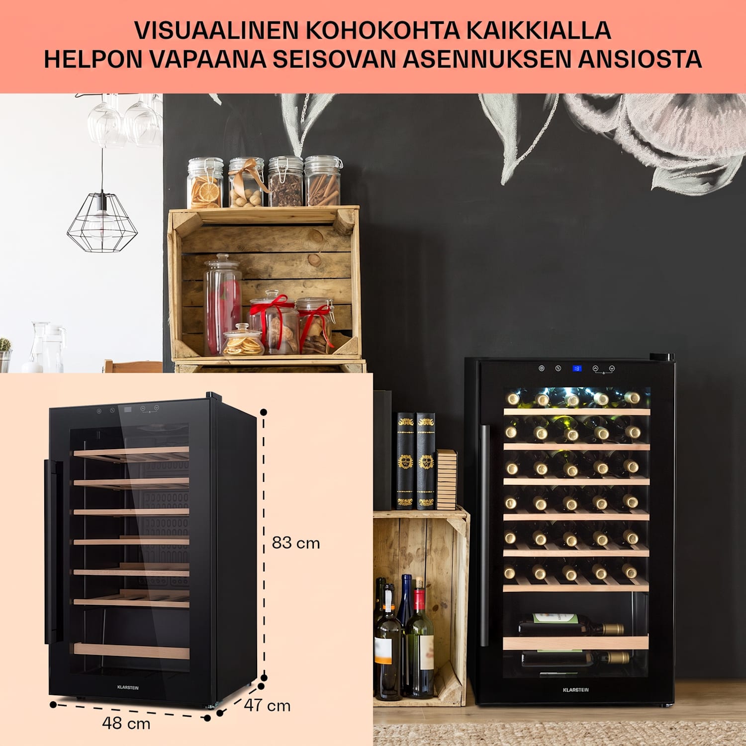 Barossa 32 Uno -viinikaappi 1 alue 95 litraa / 36 pulloa kosketusnäyttö 1 jäähdytysalue | 36 pulloa