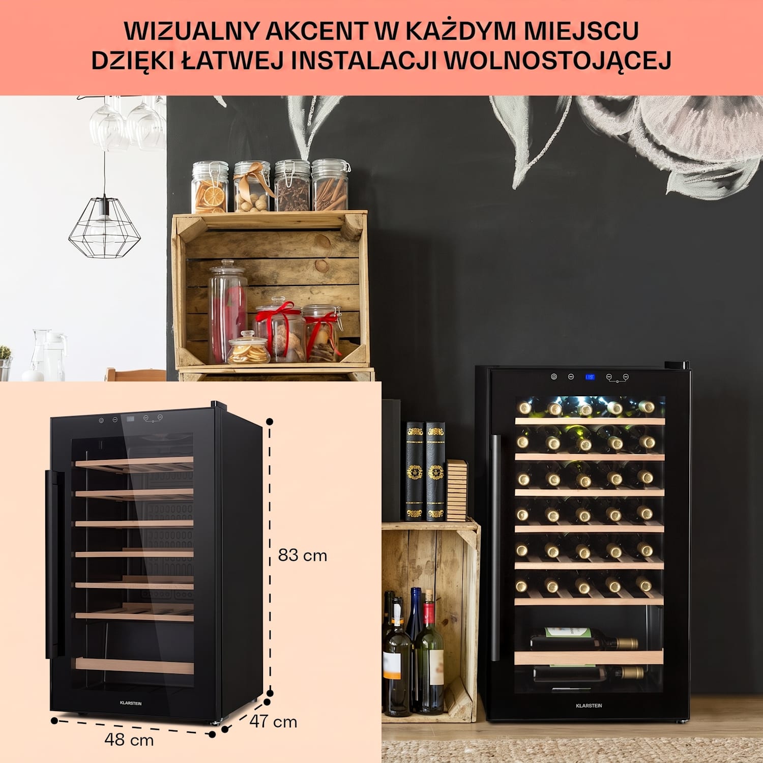 Barossa 32 Uno, chłodziarka do wina, 1 strefa, 95 l/36 butelek, wyświetlacz dotykowy 1 strefa chłodzenia | 36 butelek