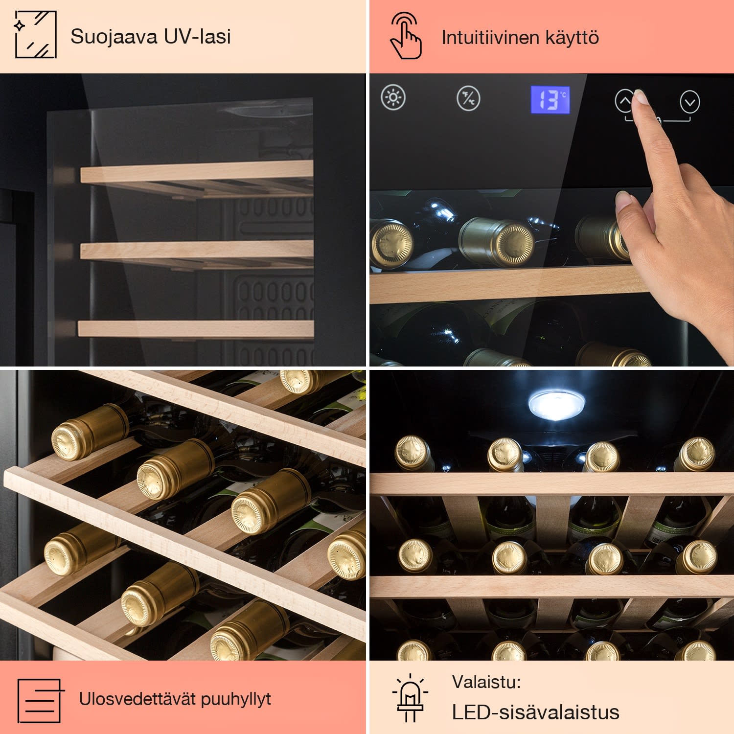 Barossa 29 Uno -viinikaappi 1 alue 88 litraa / 28 pulloa kosketusnäyttö 1 jäähdytysalue | 28 pulloa