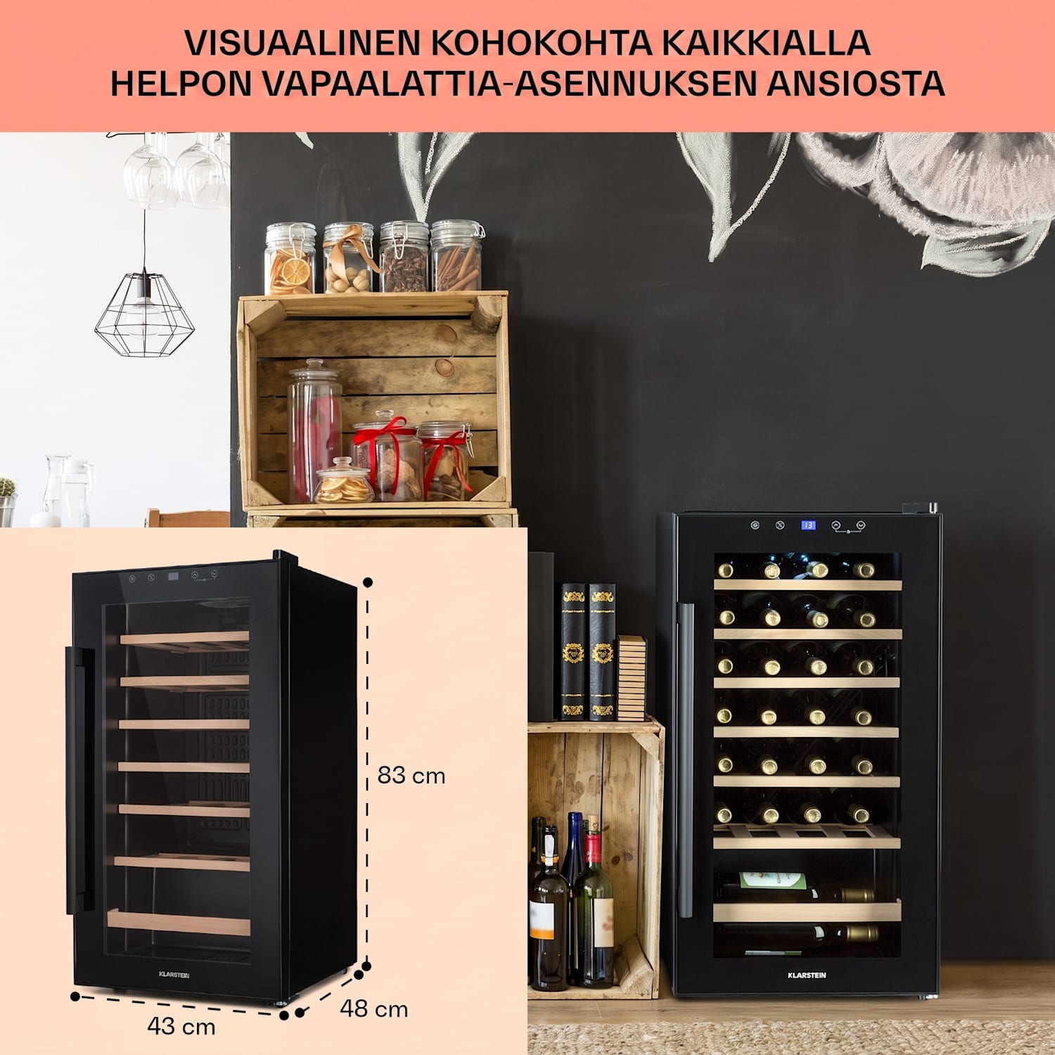 Barossa 29 Uno -viinikaappi 1 alue 88 litraa / 28 pulloa kosketusnäyttö 1 jäähdytysalue | 28 pulloa