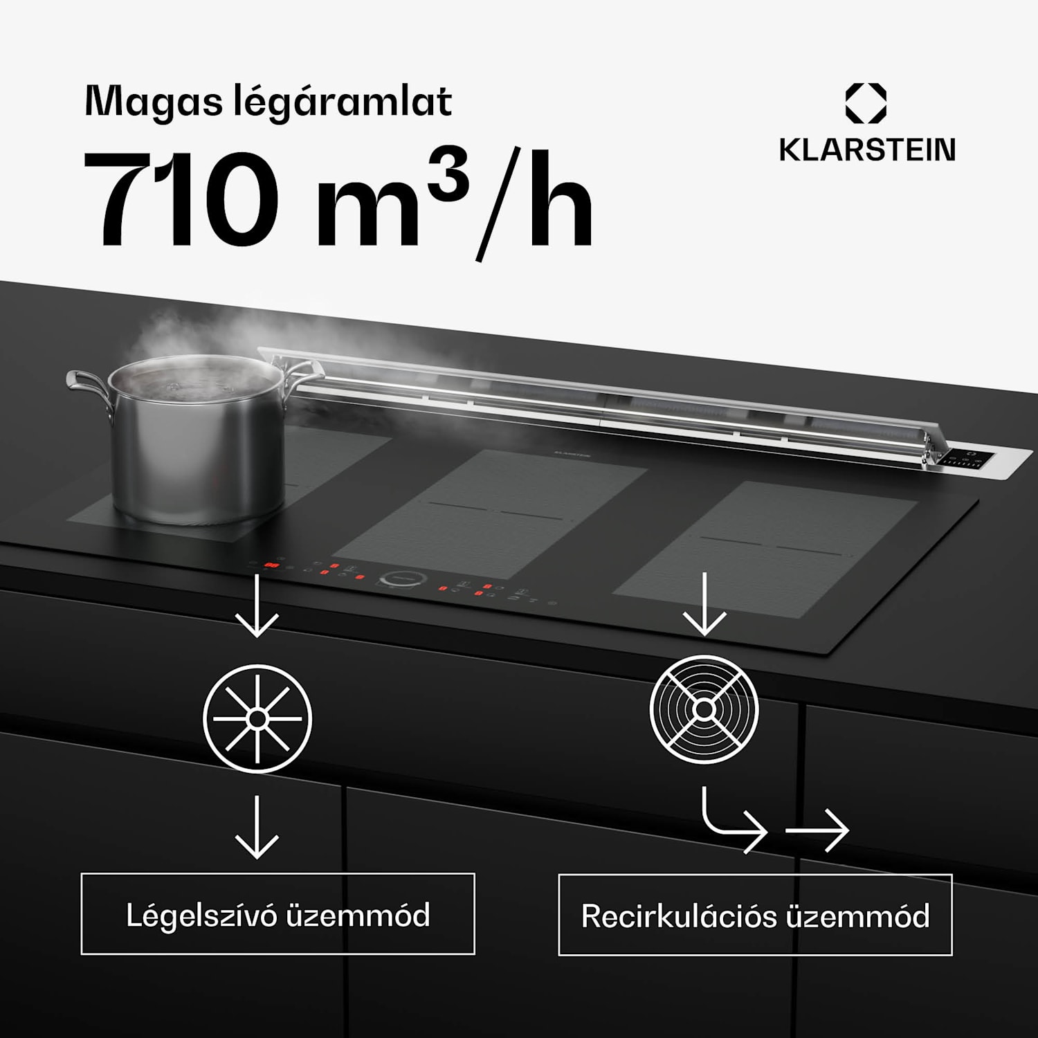 Brisa, páraelszívó 90 cm, kihúzható, rozsdamentes acél, 710 m³/h, A+ 90 cm | Rozsdamentes acél