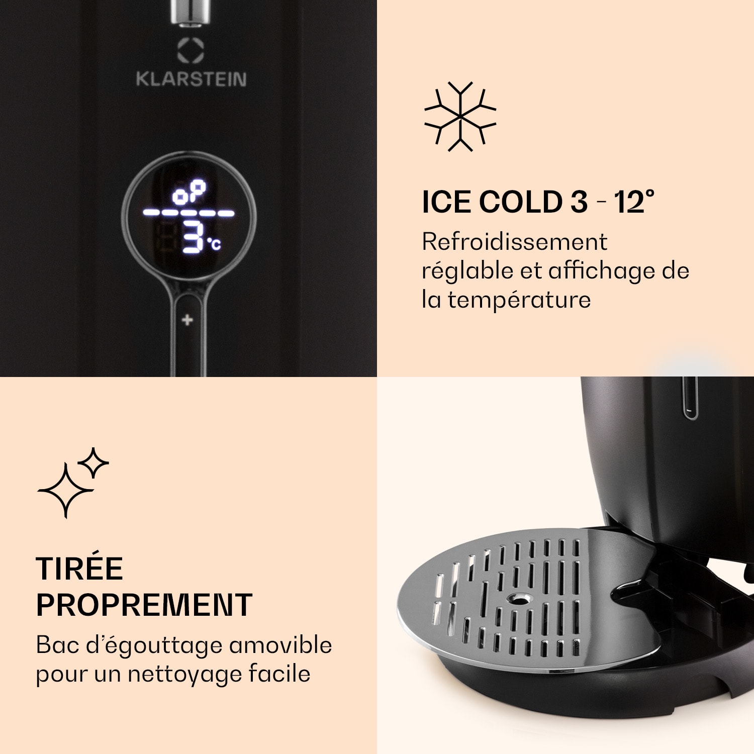 Système de tirage de bière Passau 6 l fût universel pompe à air comprimé 3 - 12 °C 65 W Noir / Argent Métallisé