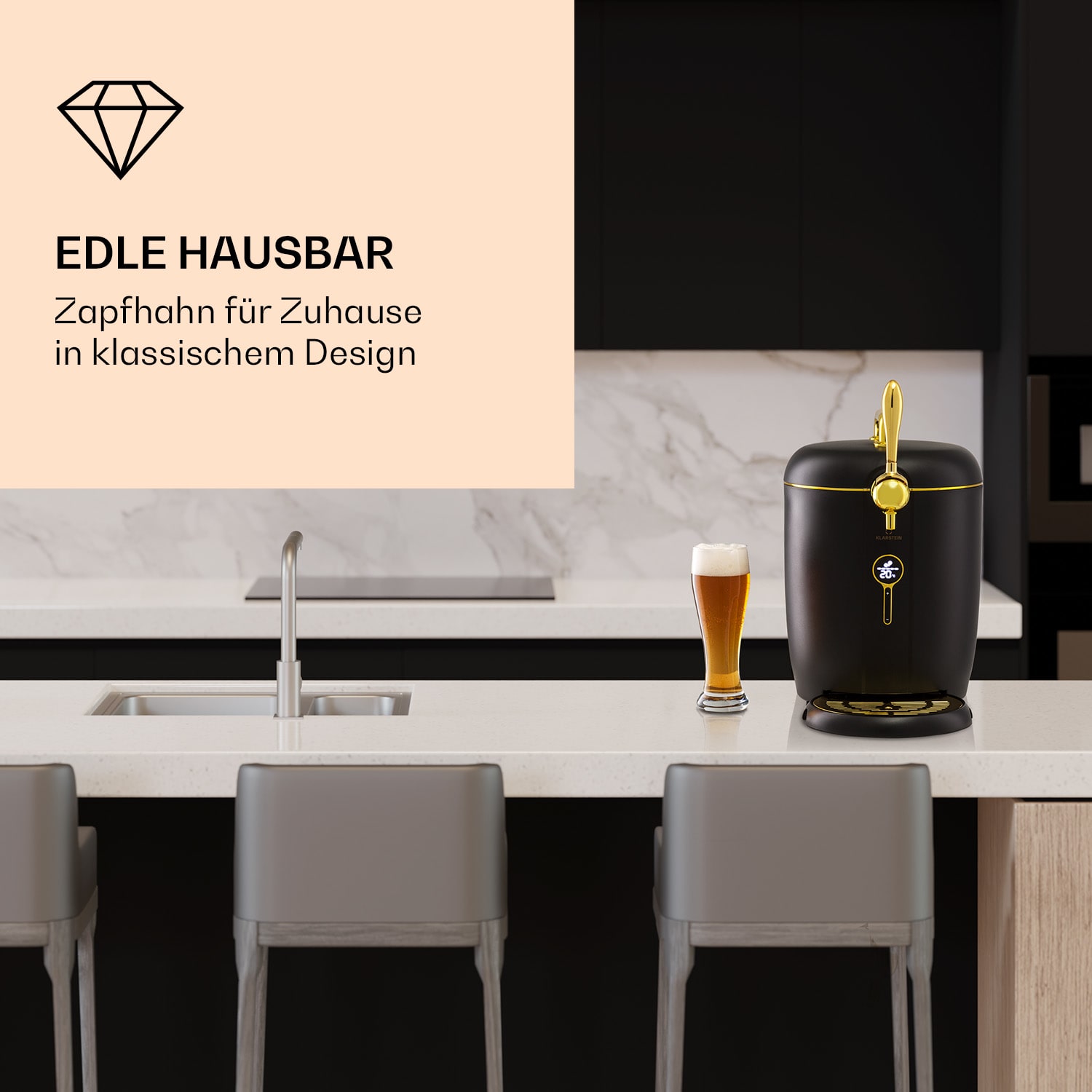 Passau Bierzapfanlage 6 l Universalfässer Druckluftpumpe 3 - 12 °C 65 W 