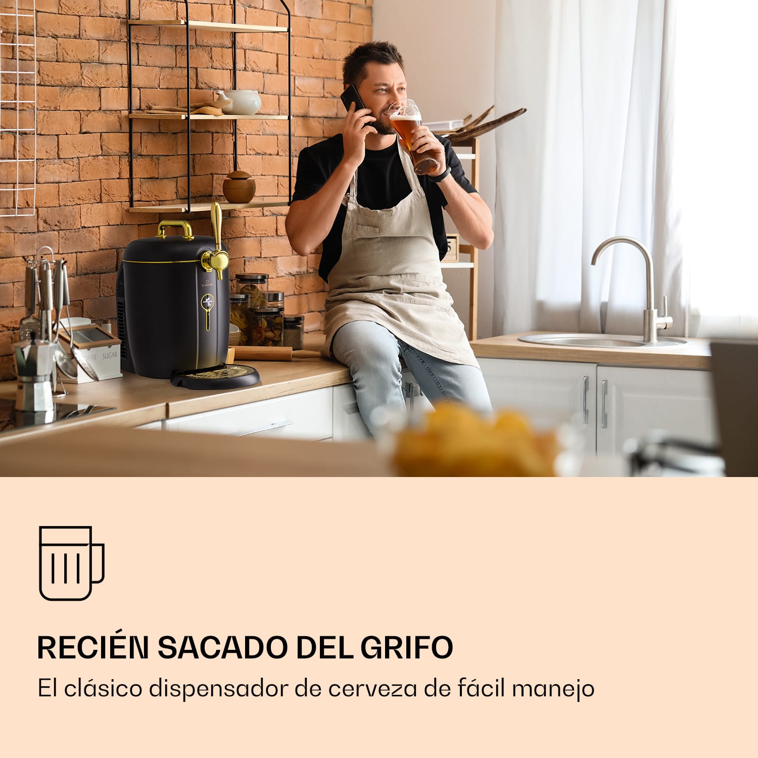 Sistema de grifo de cerveza Passau 6 l barriles universales bomba de aire 3 - 12 °C 65 W 