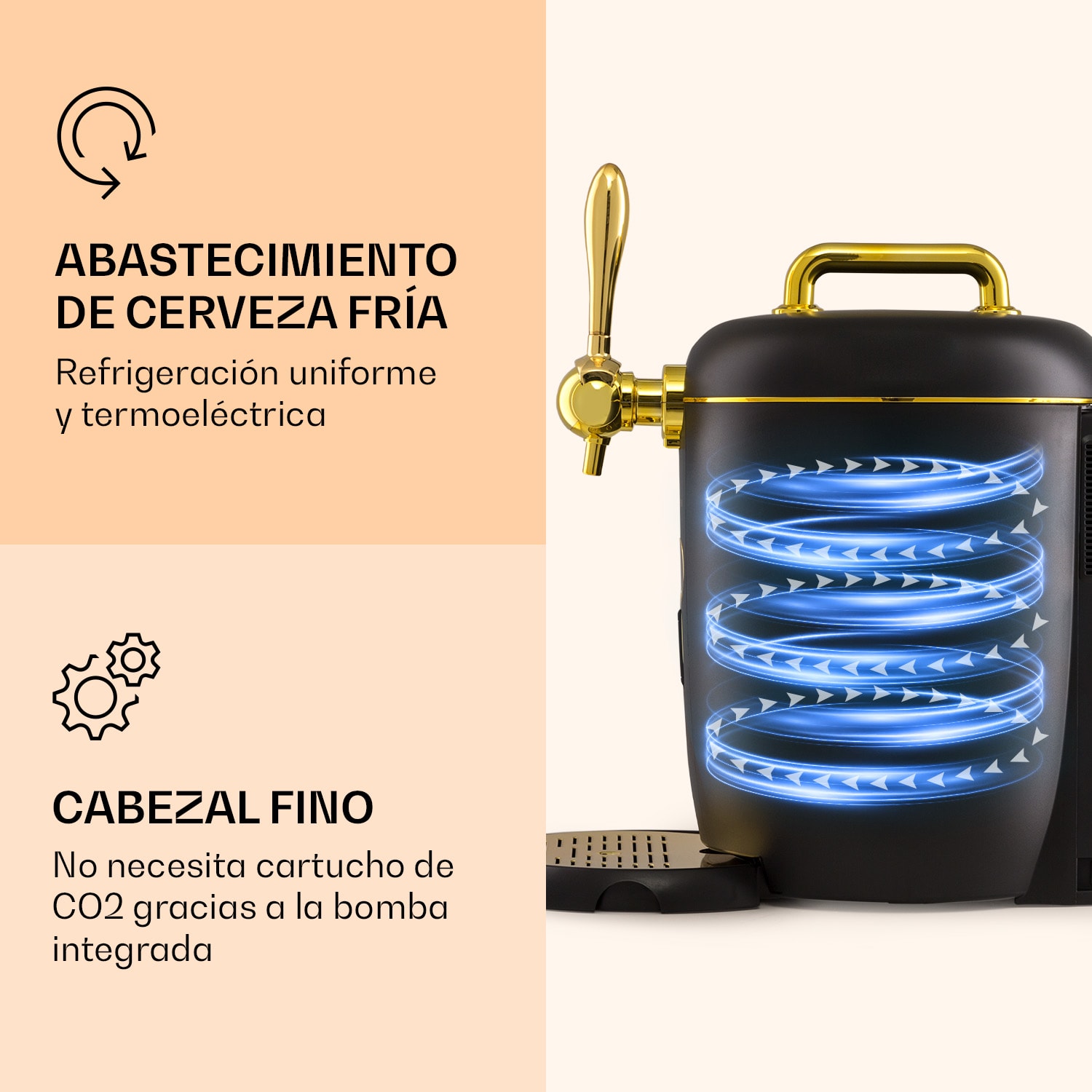 Sistema de grifo de cerveza Passau 6 l barriles universales bomba de aire 3 - 12 °C 65 W 