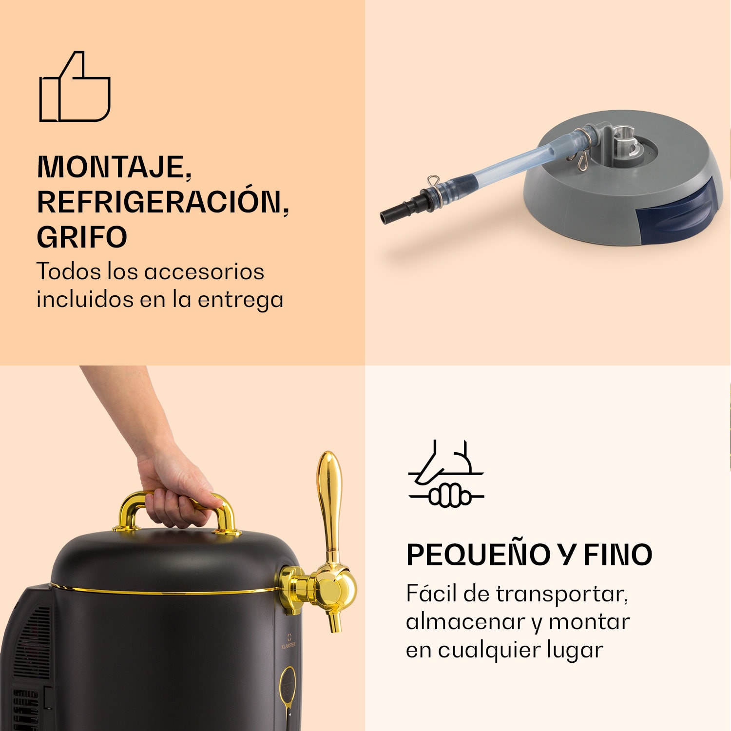 Sistema de grifo de cerveza Passau 6 l barriles universales bomba de aire 3 - 12 °C 65 W 