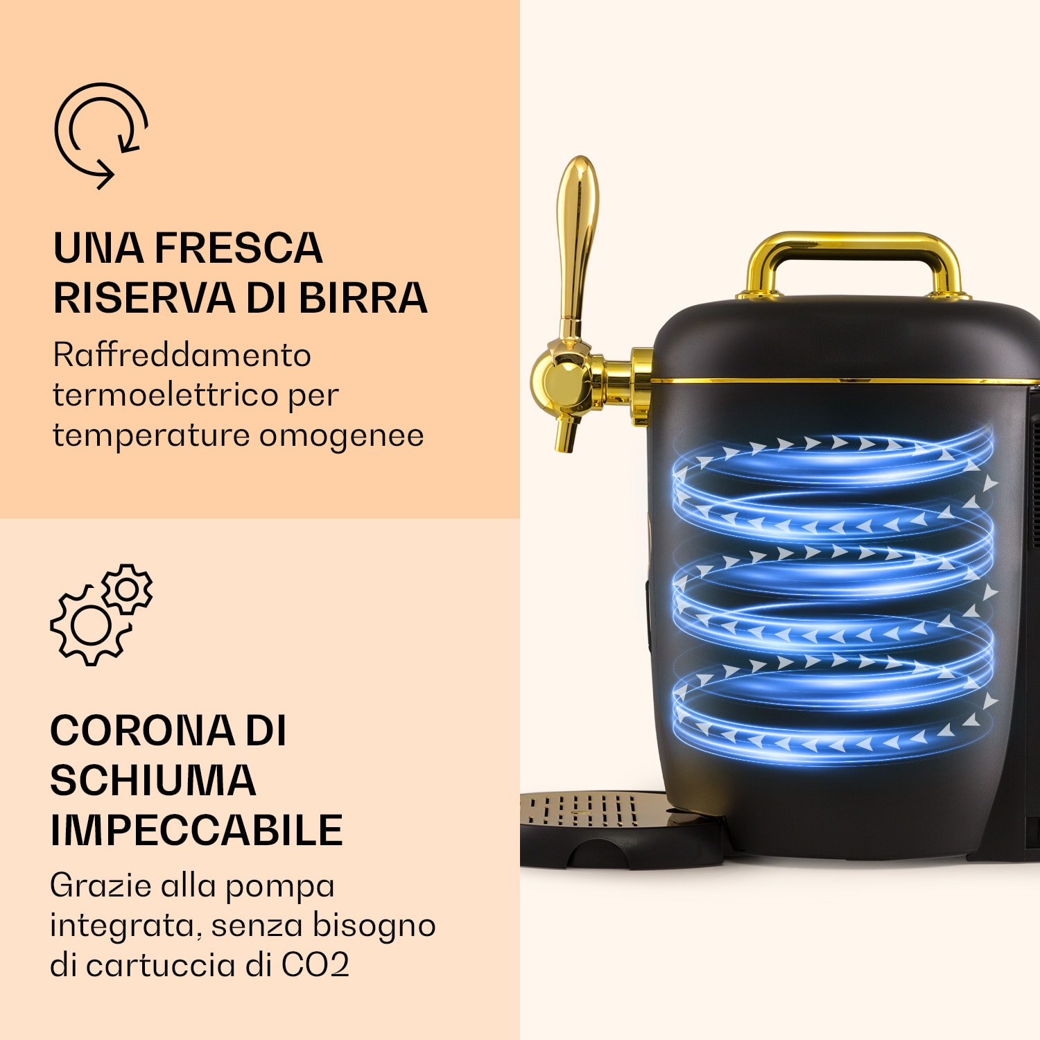 Impianto di spillatura Passau 6 l, barili universali, pompa ad aria compressa, 3 - 12 °C, 65 W 