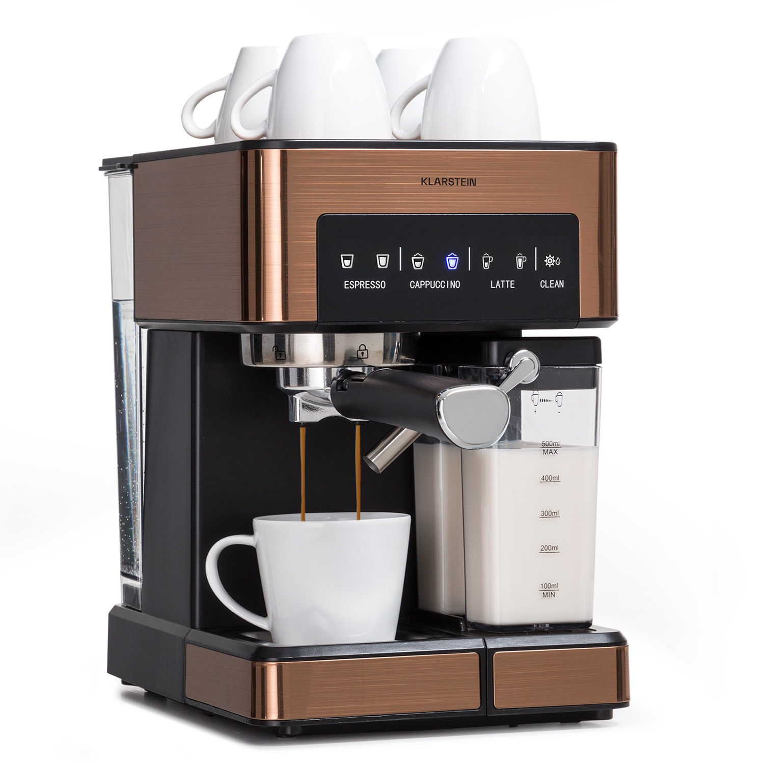 Arabica Comfort, кафемашина с портафилтър, 1350W, 20 бара, 1,8 литра, тъч панел Меден металик