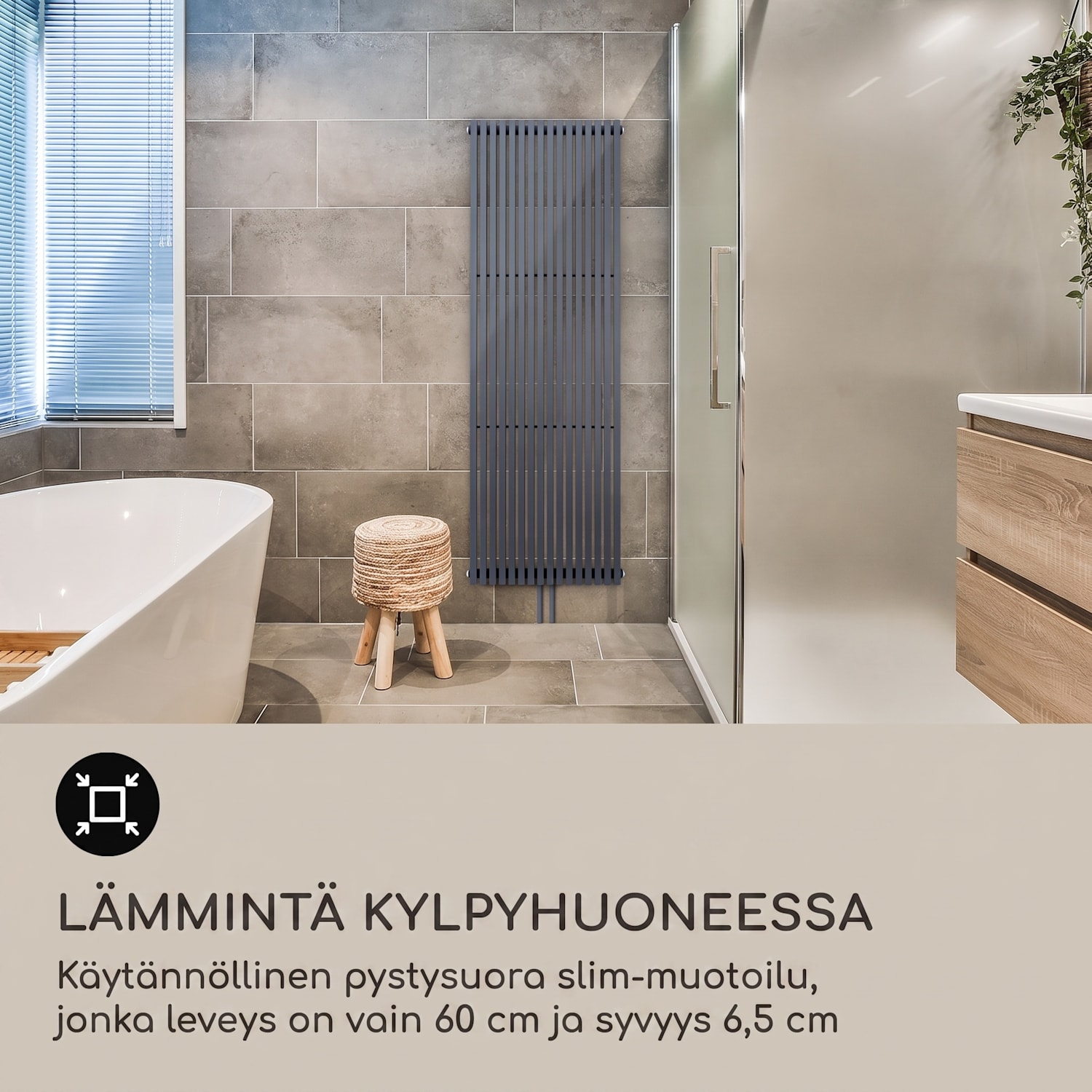 Delgado 180 x 60 patteri kylpyhuonelämmitin putkilämmitin 1065 W lämmin vesi 1/2 180 x 60 cm | Antrasiitti