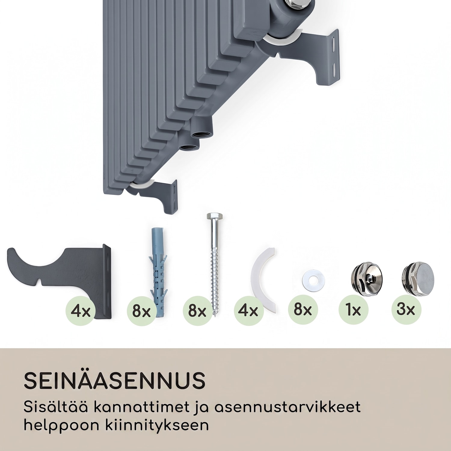 Delgado 180 x 60 patteri kylpyhuonelämmitin putkilämmitin 1065 W lämmin vesi 1/2 180 x 60 cm | Antrasiitti
