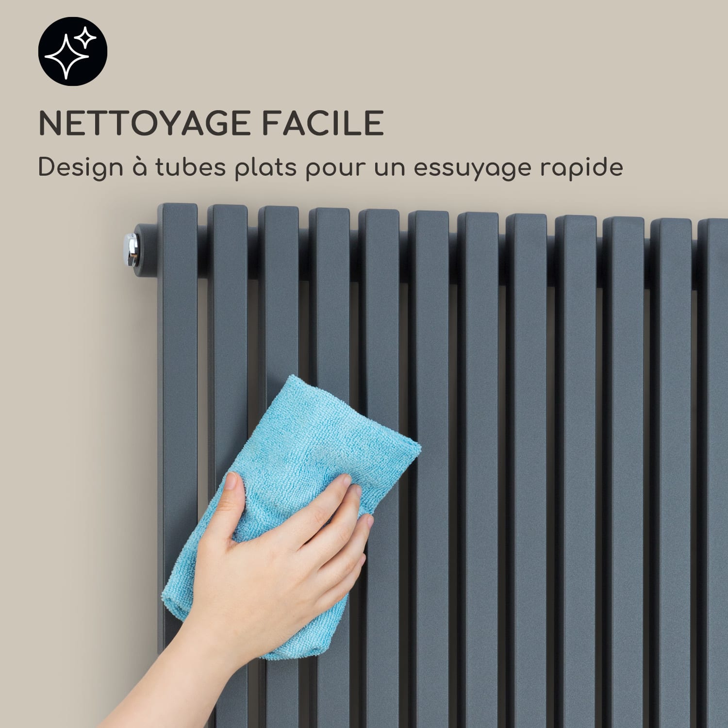 Delgado 180 x 60 radiateur sèche-serviettes tubulaire 1065 W eau chaude 1/2 180 x 60 cm | Anthracite