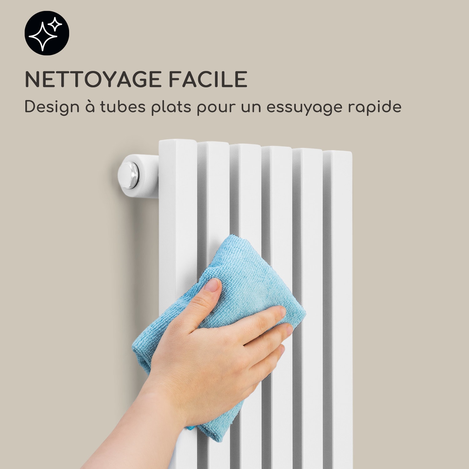 Delgado 120 x 25 radiateur sèche-serviettes tubulaire 508 W eau chaude 1/2 120 x 25 cm | Blanc