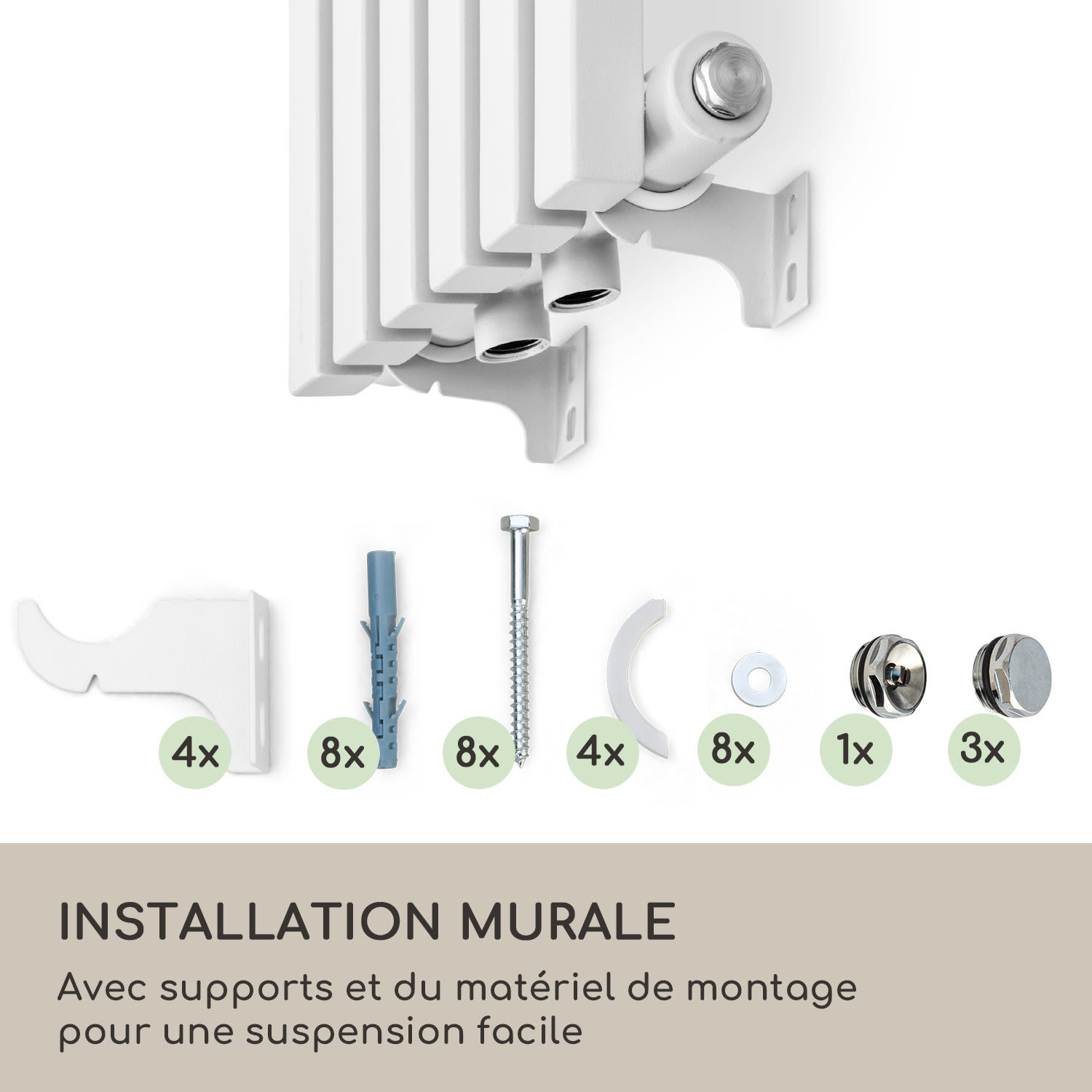 Delgado 120 x 25 radiateur sèche-serviettes tubulaire 508 W eau chaude 1/2 120 x 25 cm | Blanc