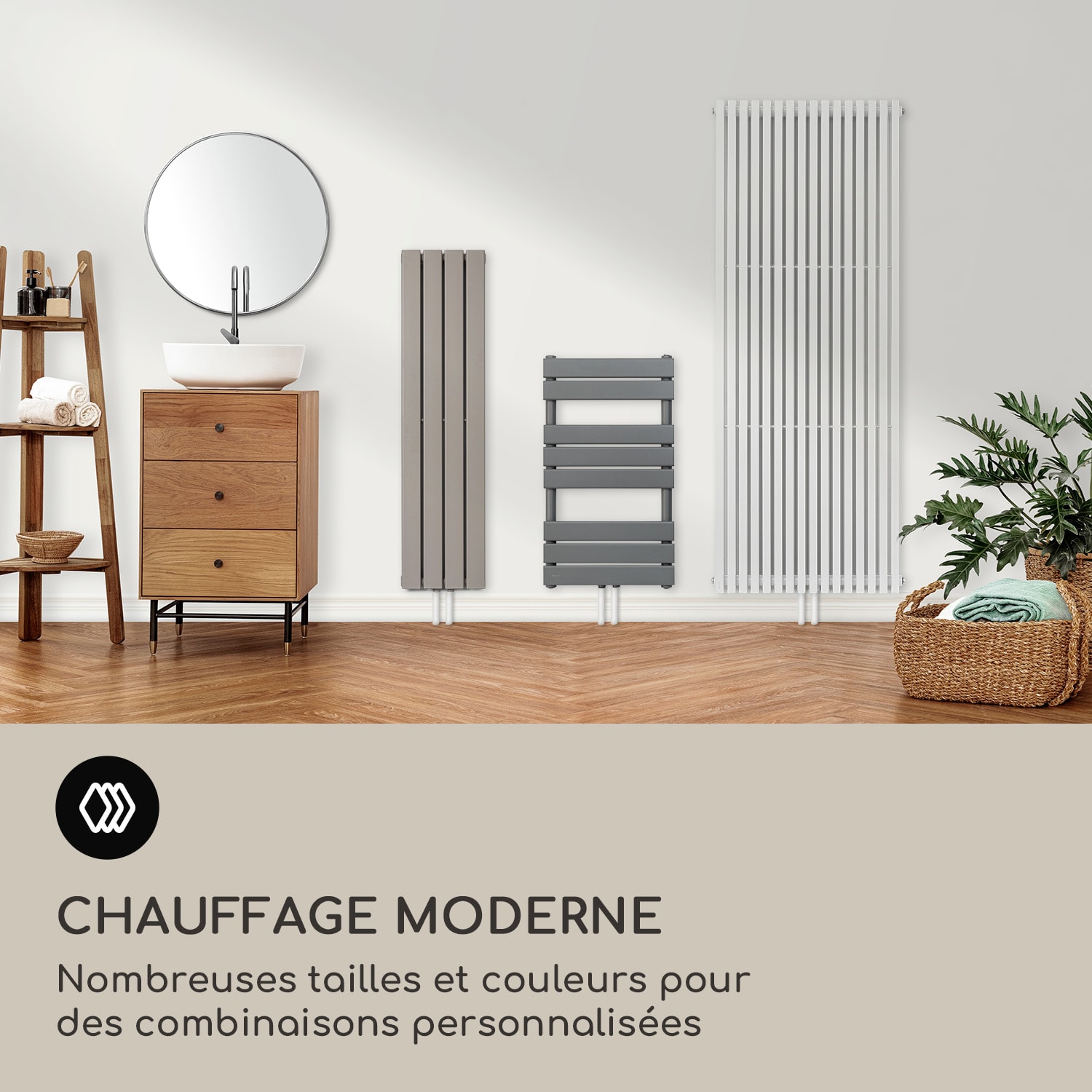 Delgado 120 x 25 radiateur sèche-serviettes tubulaire 508 W eau chaude 1/2 120 x 25 cm | Blanc